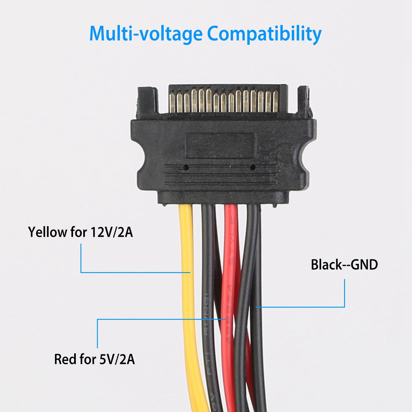 15 Pin Y Splitter Cable Adapter Male To Female Converter Cord for Hard Drive