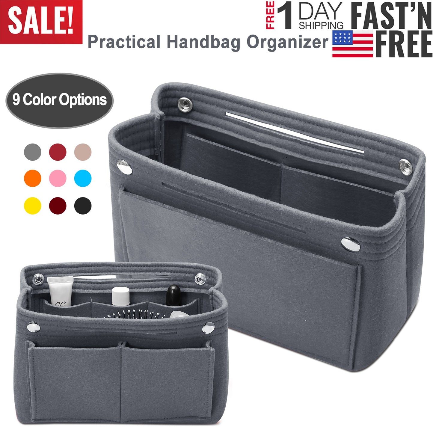 Felt Handbag Insert Organizer Purse Tote Shaper Bag in Bag Cosmetic Bag Handbag Purse Organizer