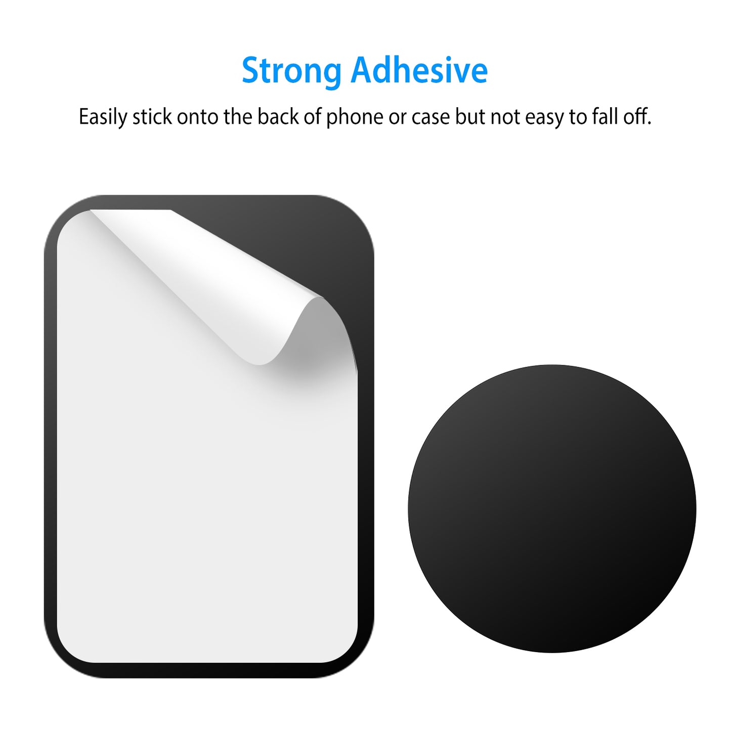 8Pcs UniversalÊMetal Plates with Strong Adhesive 4Pcs Round and 4Pcs Rectangle Metal Plates for Magnetic Car Mount Phone Holder