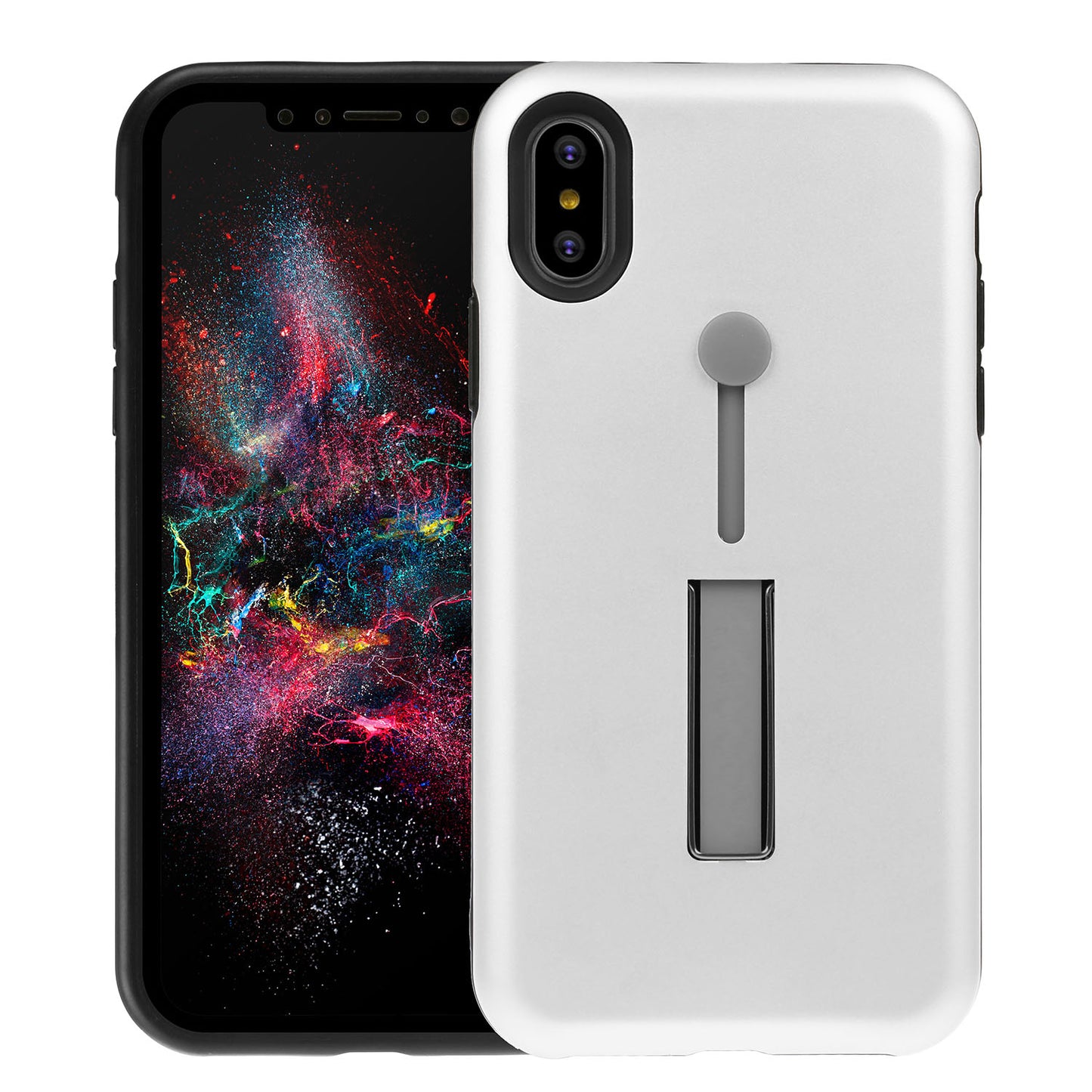 Finger Strap Phone Case for iPhone X Drop-protection Finger Ring Rugged Phone Case with Kickstand Dual Layer Case