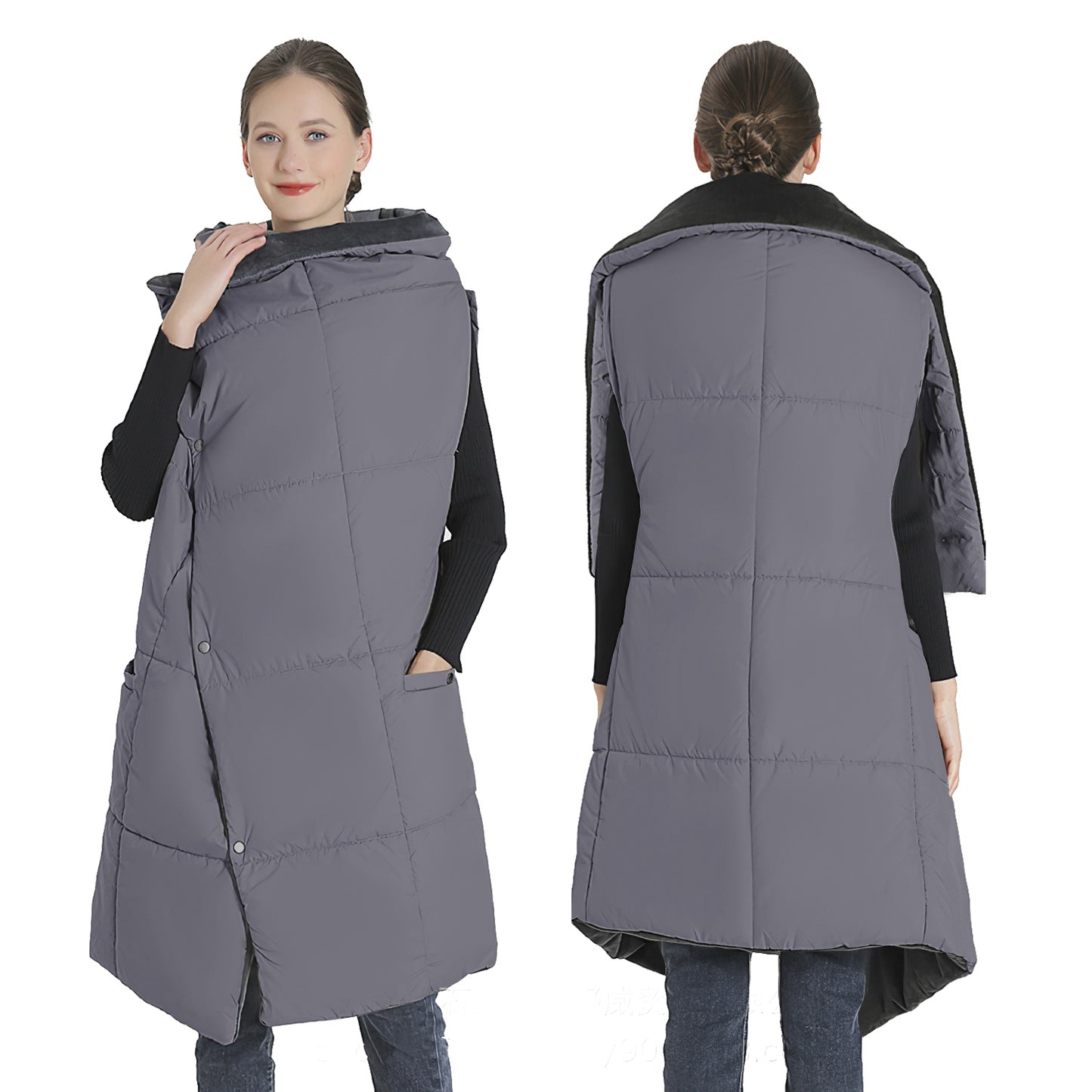 USB Heated Blanket Electric Heated Poncho Shawl Wrap Throw with Zipper Arm Holes Pocket 3 Heating Levels 6 Zones Dual Switch 5V/2A Machine Washable fo