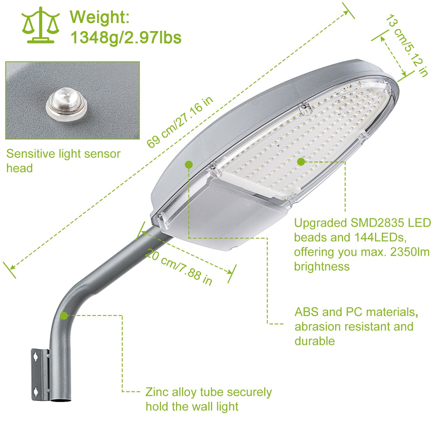 Wall Pack LED Lights 144LEDs Photocell Sensor Street Lamp IP65 Waterproof Outdoor Lighting 120¡Lighting Angle for Garage Garden Pathway