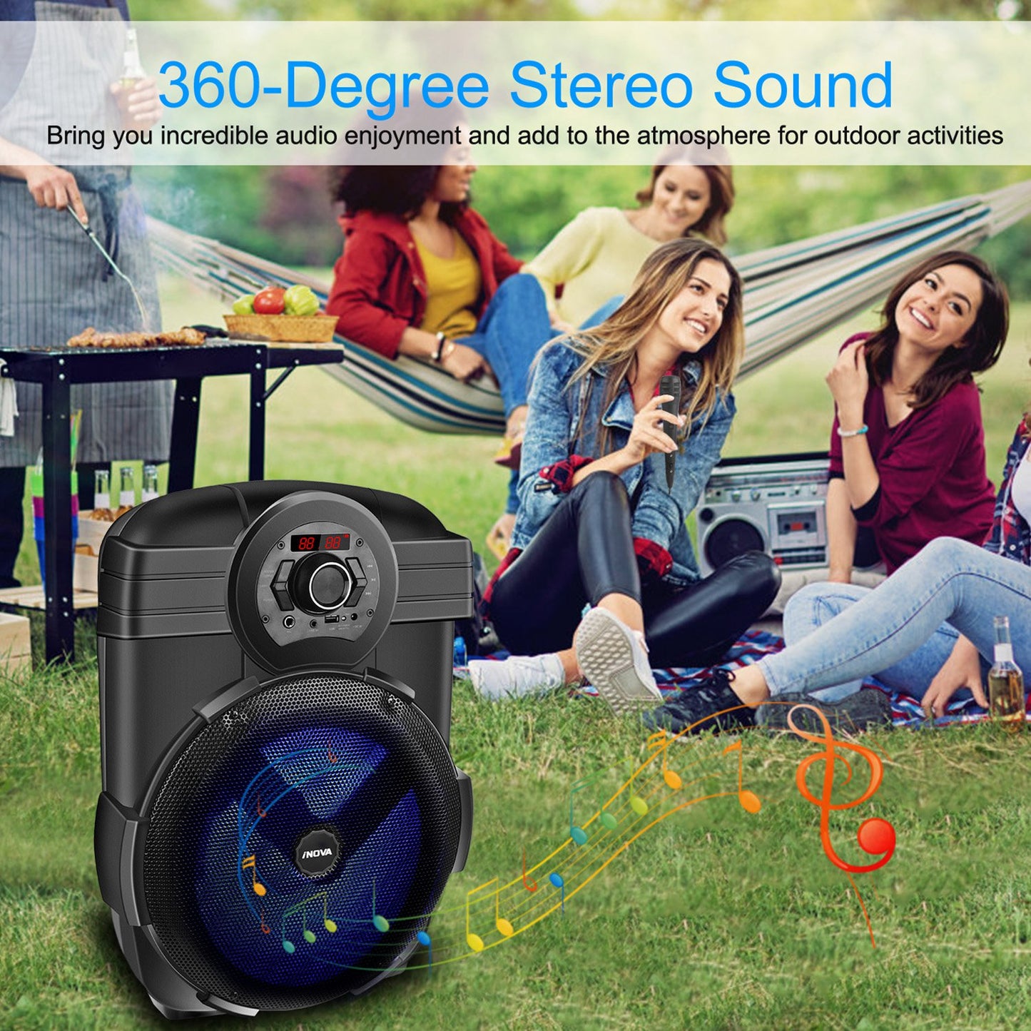 Portable Wireless Party Speaker with Disco Light
