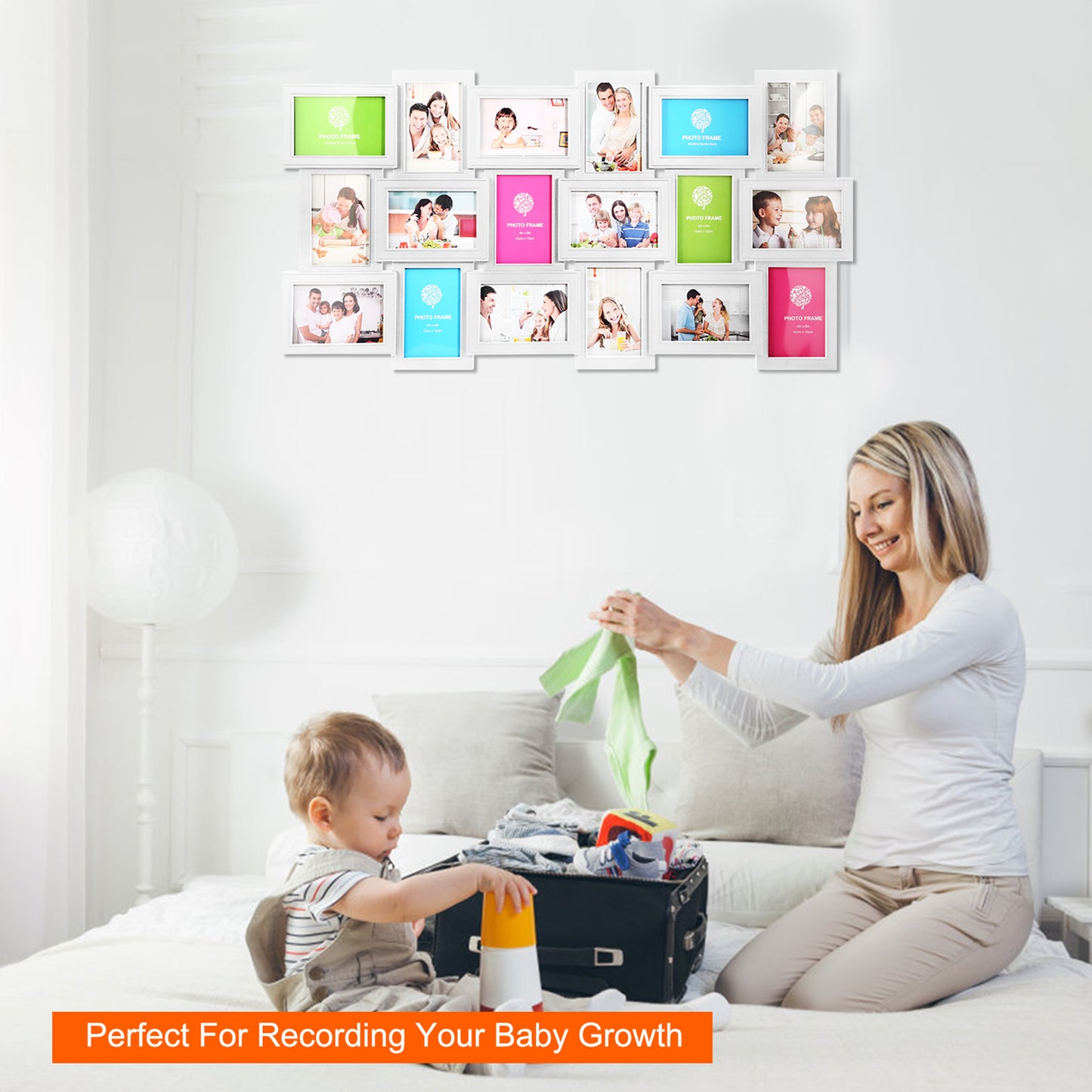 12/18 Pictures Frames Collage for Photos in 4" x 6" Glass Protection Display Wall Mounting Gallery Home Decor Kit