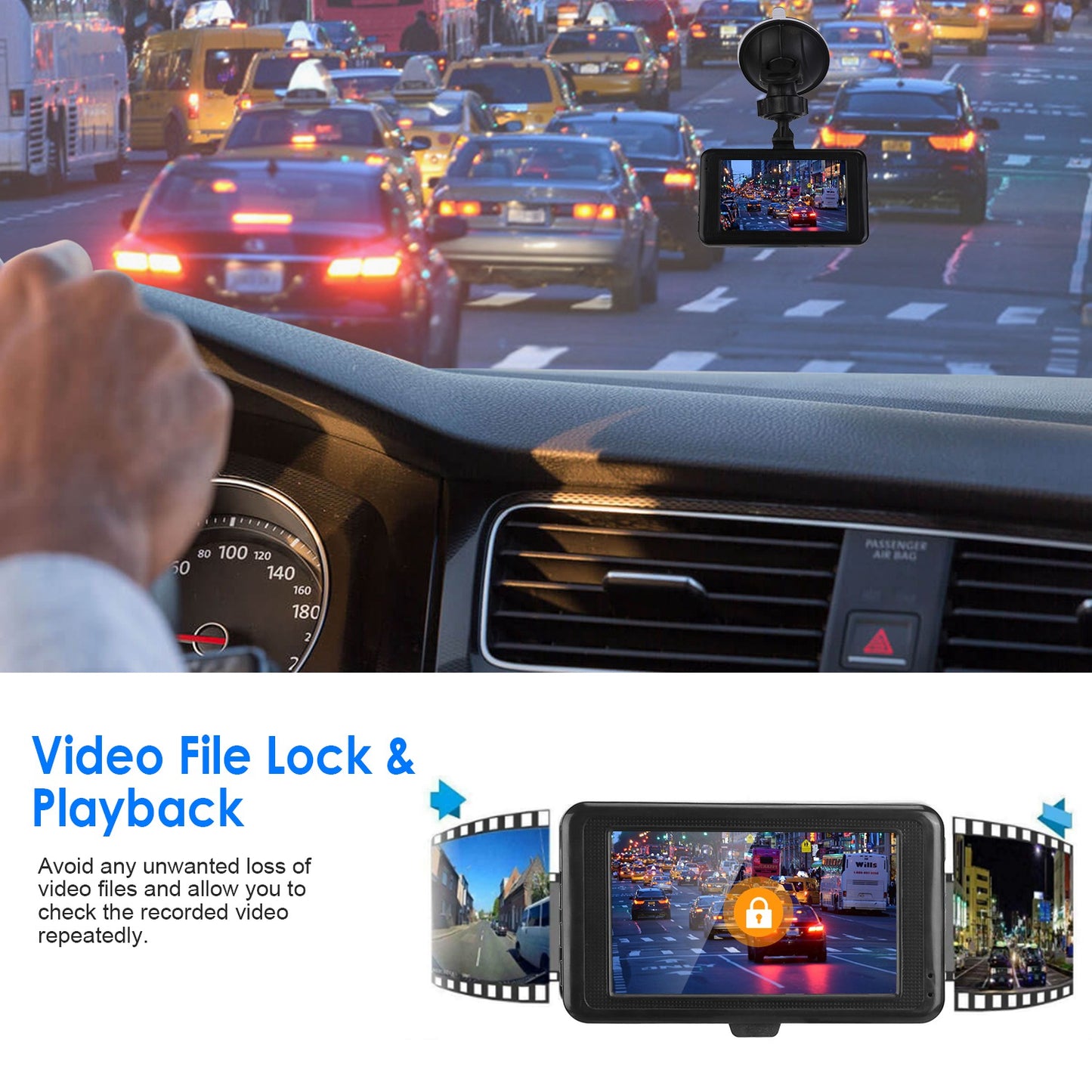 1080P Car DVR 3in Camera Dash Cam Camcorder Camera Recorder with 100¡ Angle Loop Recording Motion Detection