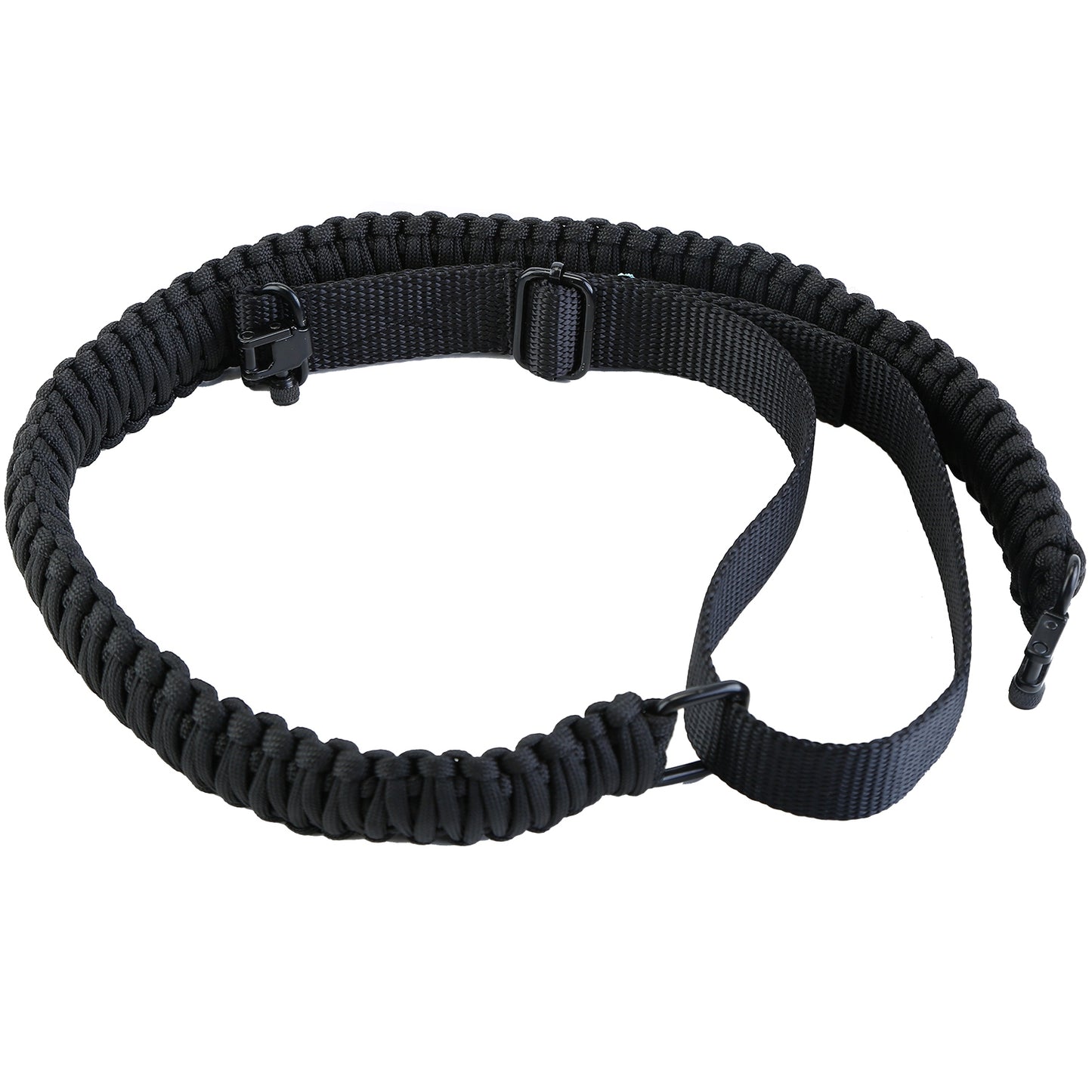 Tactical Paracord Sling Adjustable Paracord Strap Gun Belt Rifle Gun Sling w/ Dual Point 360 Degree Swivel Rotating Latches