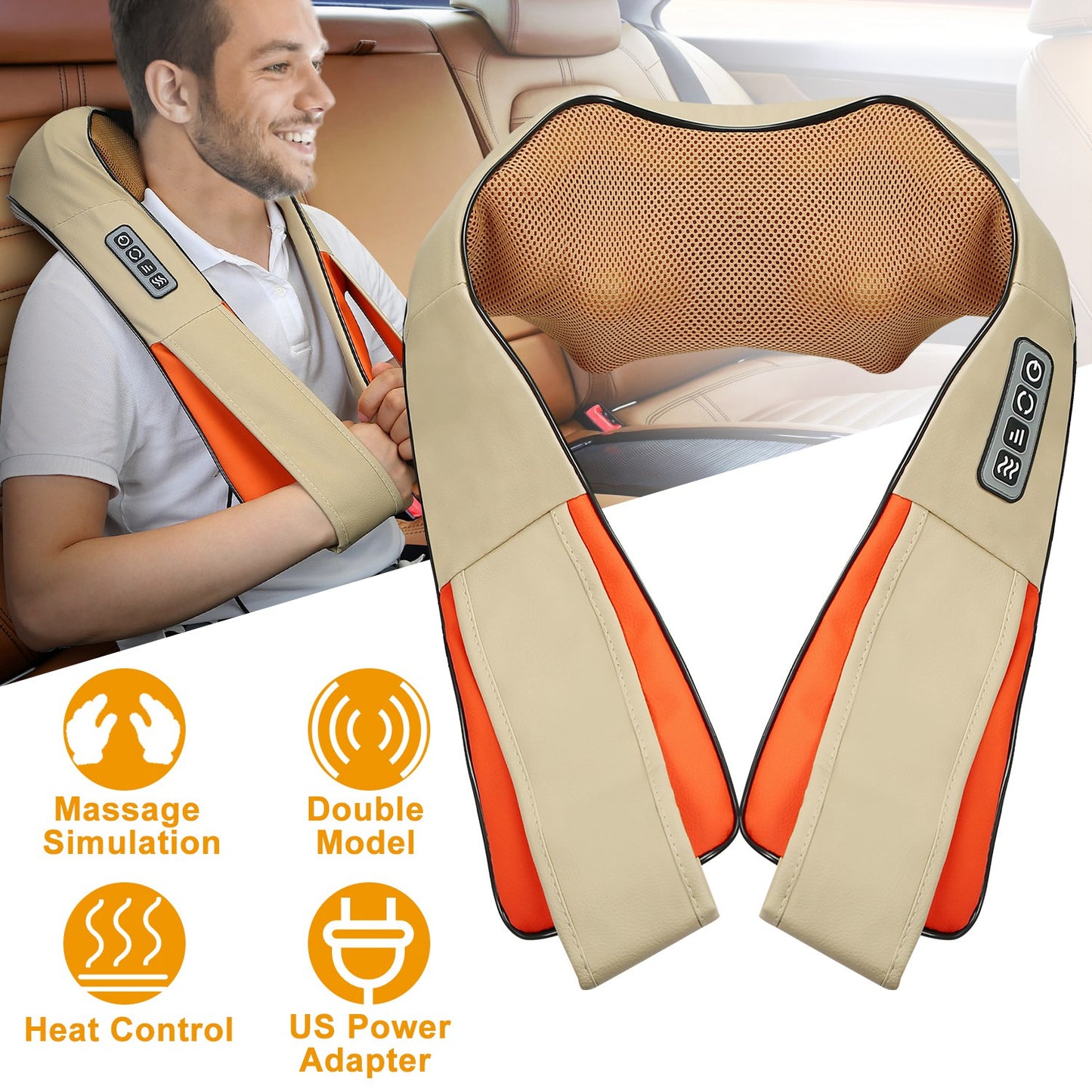 Neck Shoulder Massager Electric Back Massage Cape with Heat Deep Tissue 3D Kneading Massage Neck Waist Shiatsu Massager Pillow for Muscles Pain Relief