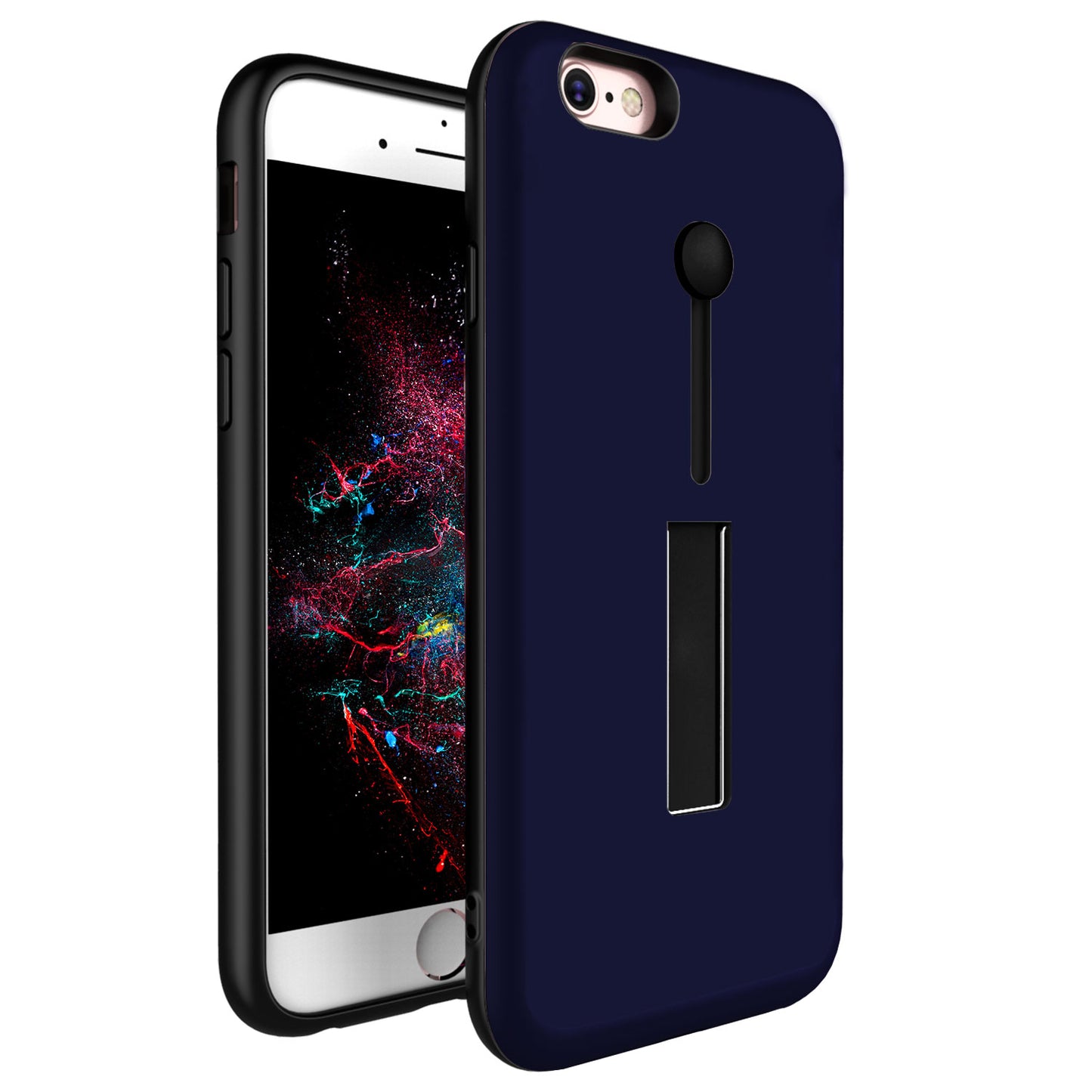 Finger Strap Phone Case for iPhone 8 Drop-prot ection Finger Ring Rugged Phone Case with Kickstand Dual Layer Case