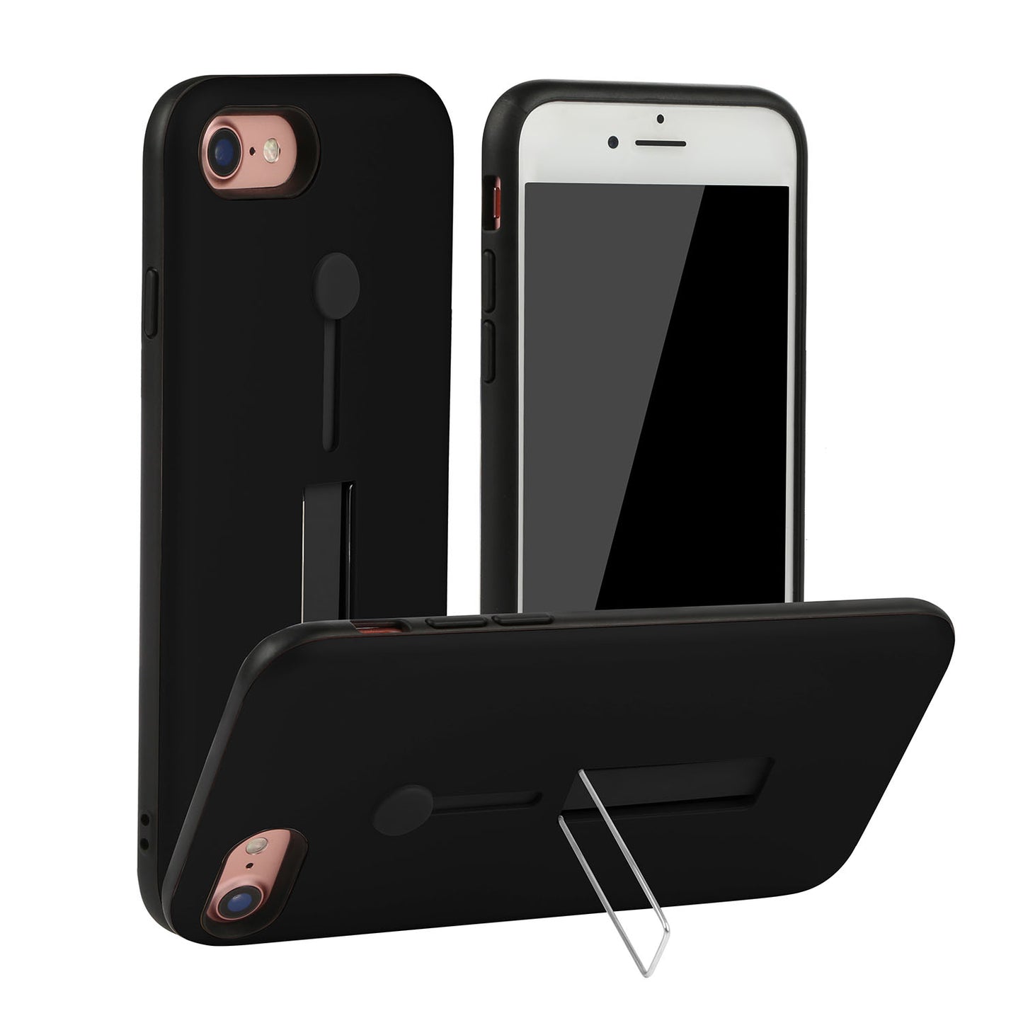 Finger Strap Phone Case for iPhone 8 Drop-prot ection Finger Ring Rugged Phone Case with Kickstand Dual Layer Case