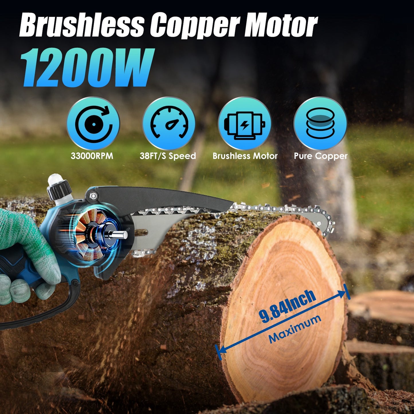 2-IN-1 Cordless Pole Saw And Mini Chainsaw With Extension Pole 21V Battery 8Ó Electric Brushless Pole Chainsaw with Auto Oiler Safety Switch 6.4LBS Li