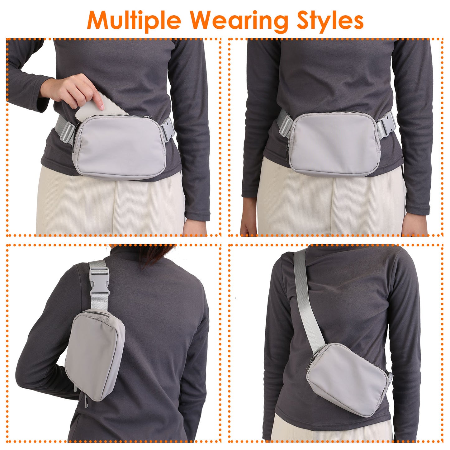Sport Fanny Pack Unisex Waist Pouch Belt Bag Purse Chest Bag for Outdoor Sport Travel Beach Concerts Travel 20.86in-35.03in Waist Circumference with A