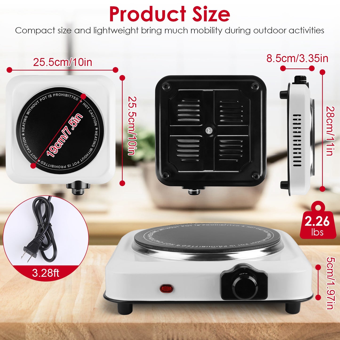 1000W Infrared Hot Plate – Portable Single Burner with Glass Cooktop