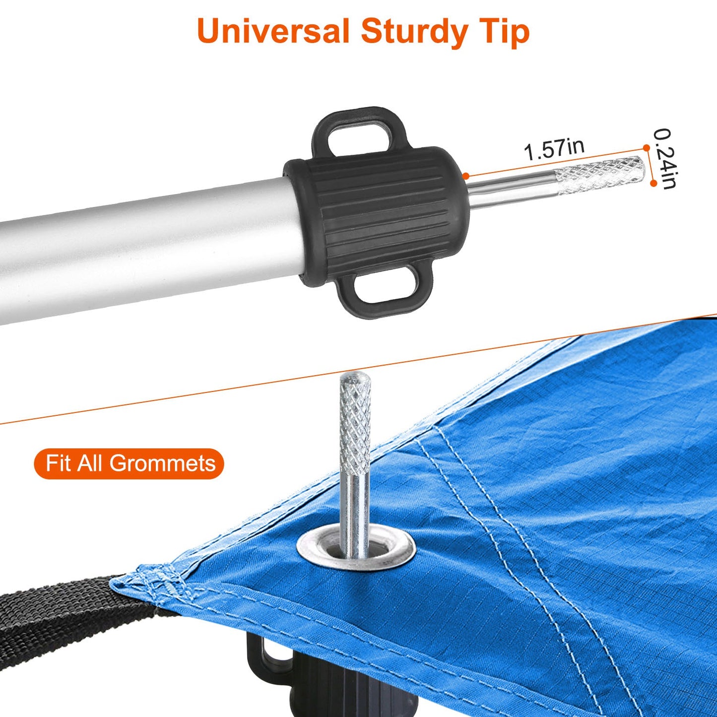 2Pcs Telescoping Tarp Poles Portable Aluminum Awning Poles 3-7.5ft Adjustable Telescopic Tarp Tent Rods