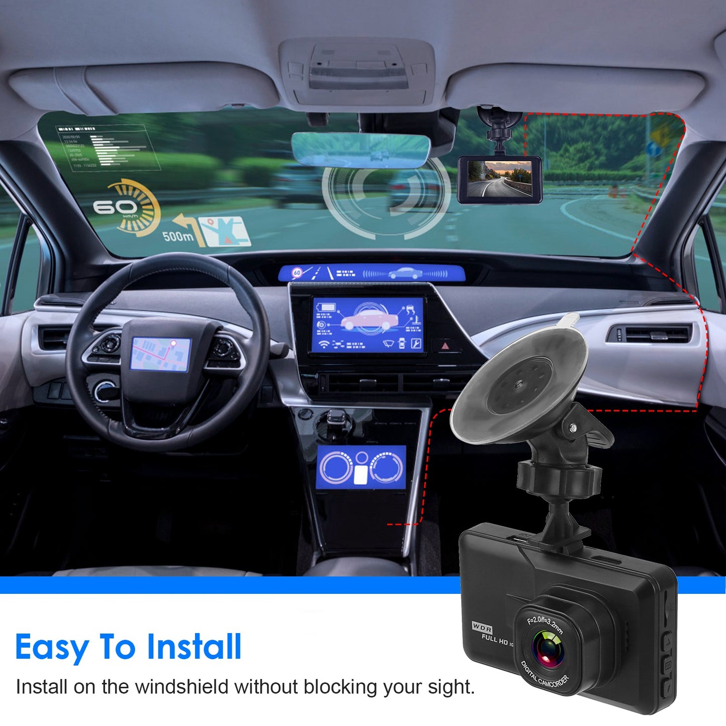 1080P Car DVR 3in Camera Dash Cam Camcorder Camera Recorder with 100¡ Angle Loop Recording Motion Detection