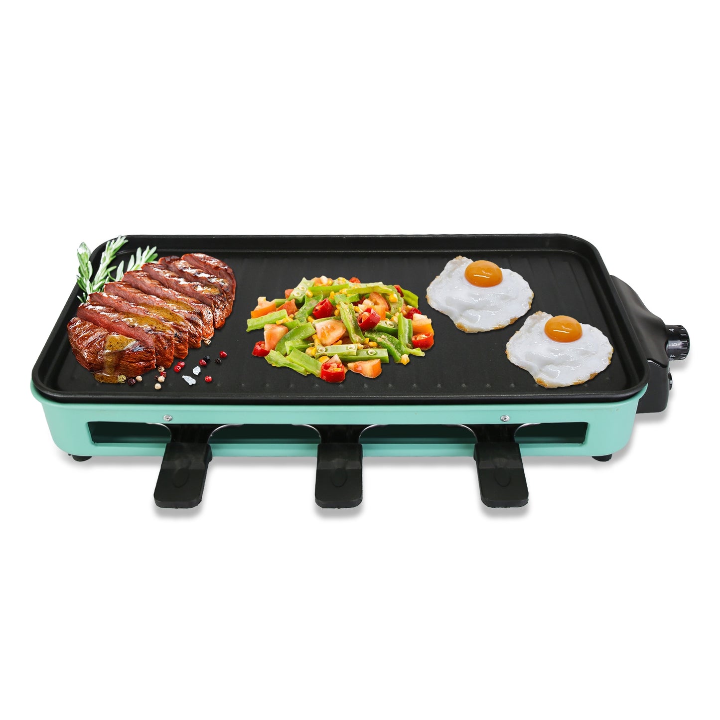 2000W Electric Indoor Grill 2 in 1 Electric BBQ Gill with Grill NetÊRemovable Plate 5 Temperature Control 3 Small Trays Dishwasher Safe