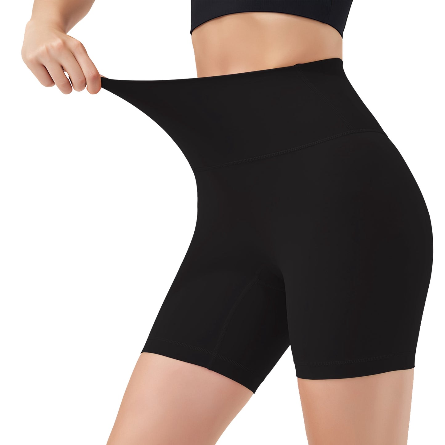 Women\'s High Waist Biker Shorts Tummy Control Pants Athletic Leggings Spandex Booty Shorts with 6.3In Inseam No Front Seam for Workout Yoga Running V
