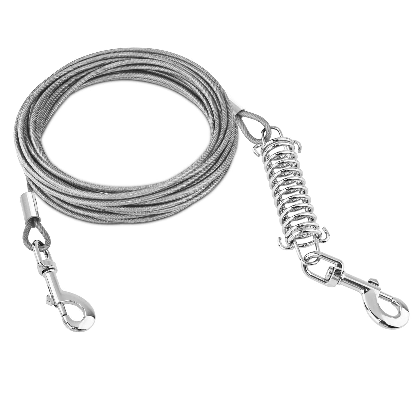 29.5FT Dog Tie Out Cable Long Dog Leash Chew Proof Lead Dog Chain with Durable Spring 360¡ Rotatable Clips PVC Case for Outside Yard Caming