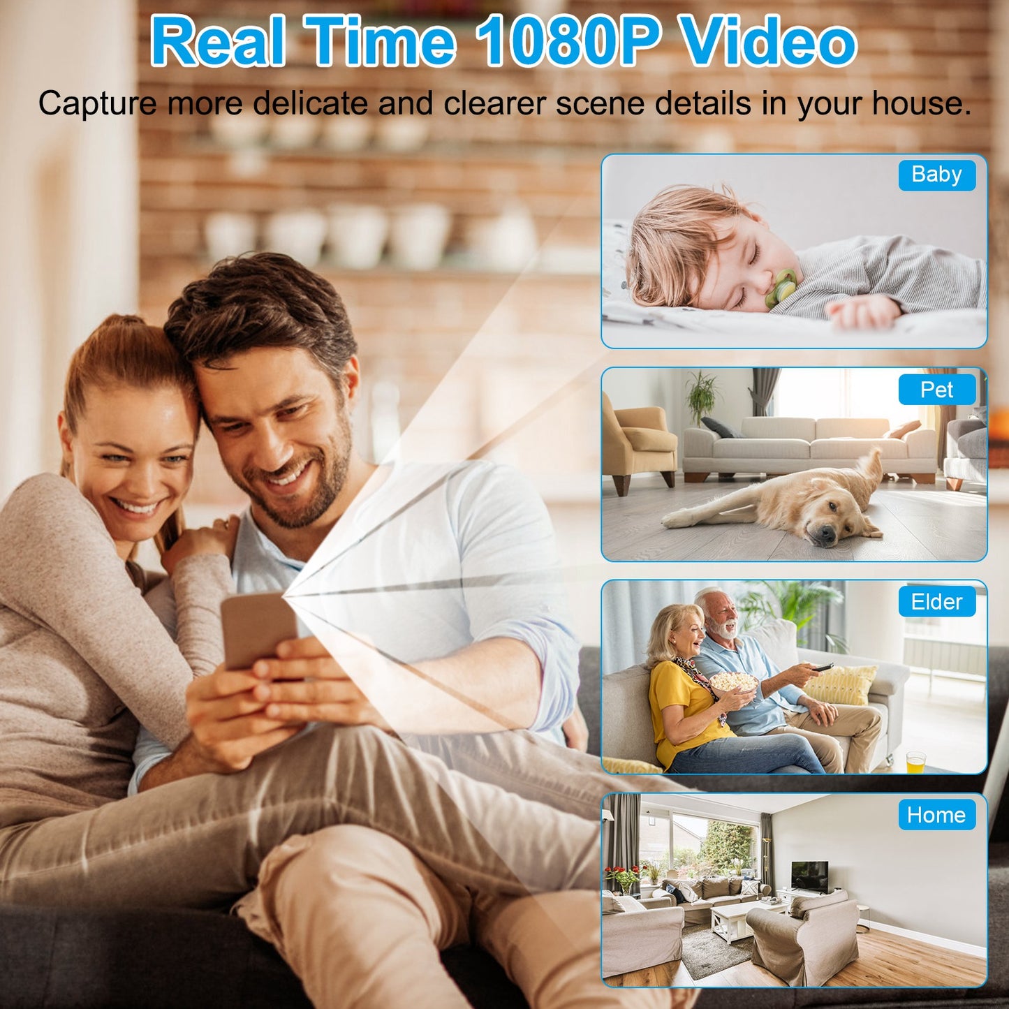 1080P 2.4G WiFi Mini Security Camera for Pet Baby Monitor Compact Wireless Camera with PIR Motion Detection Night Vision App Control 32G MMC Card Stor