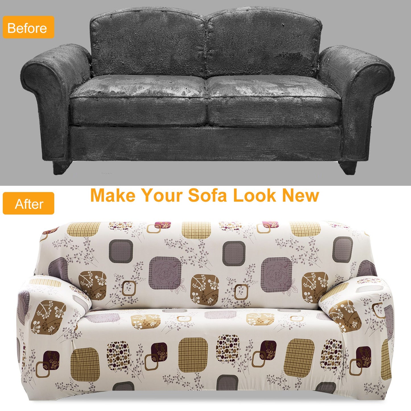 Sofa Cover Printed Stretch Sofa Furniture Cover Soft Sofa Slipcover Polyester Furniture Protector Cover