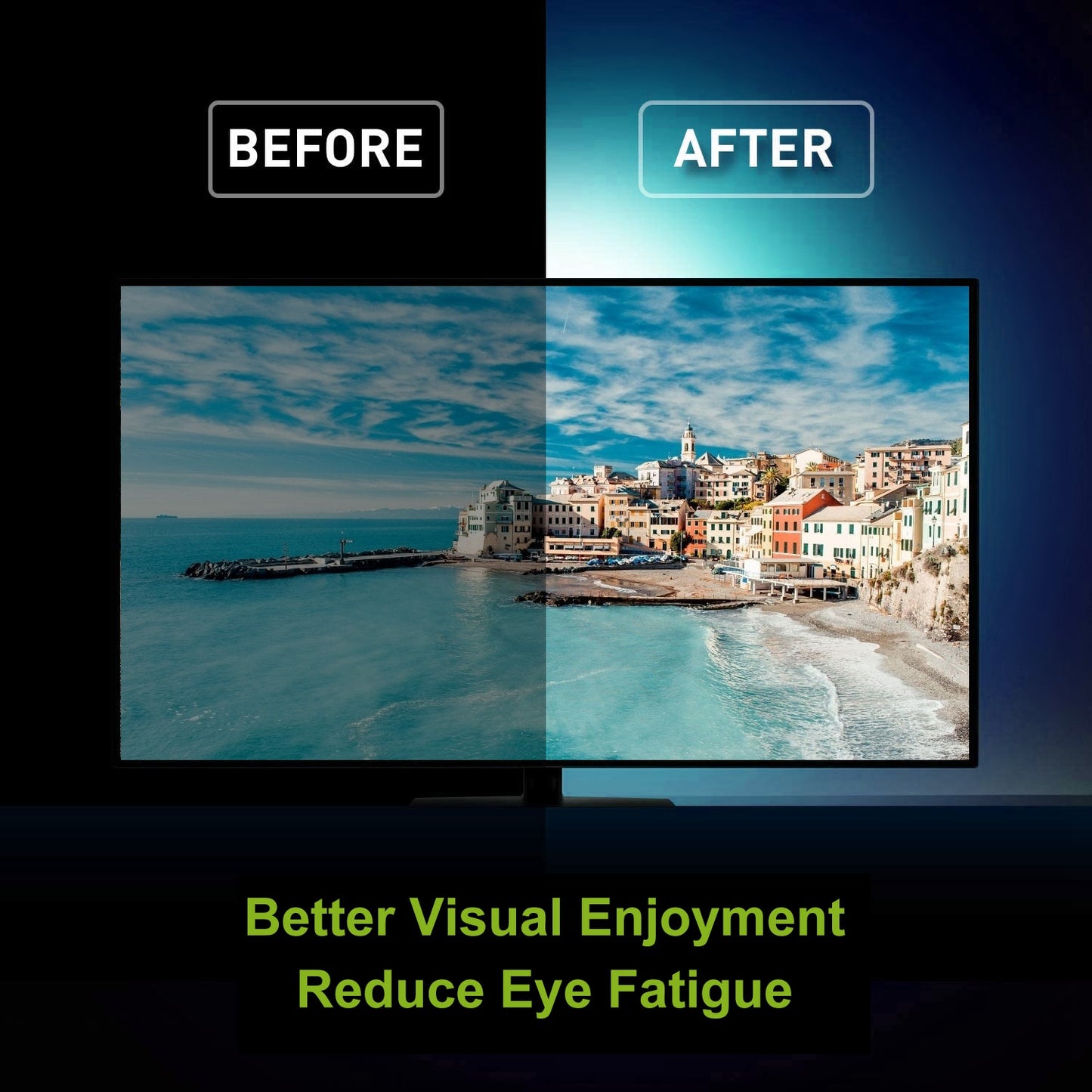 TV LED Backlight Strip 6.56ft Waterproof RGB Strip Light USB Monitor Lighting Kit w/ Remote Controller 16 Colors For 40-60 in TV