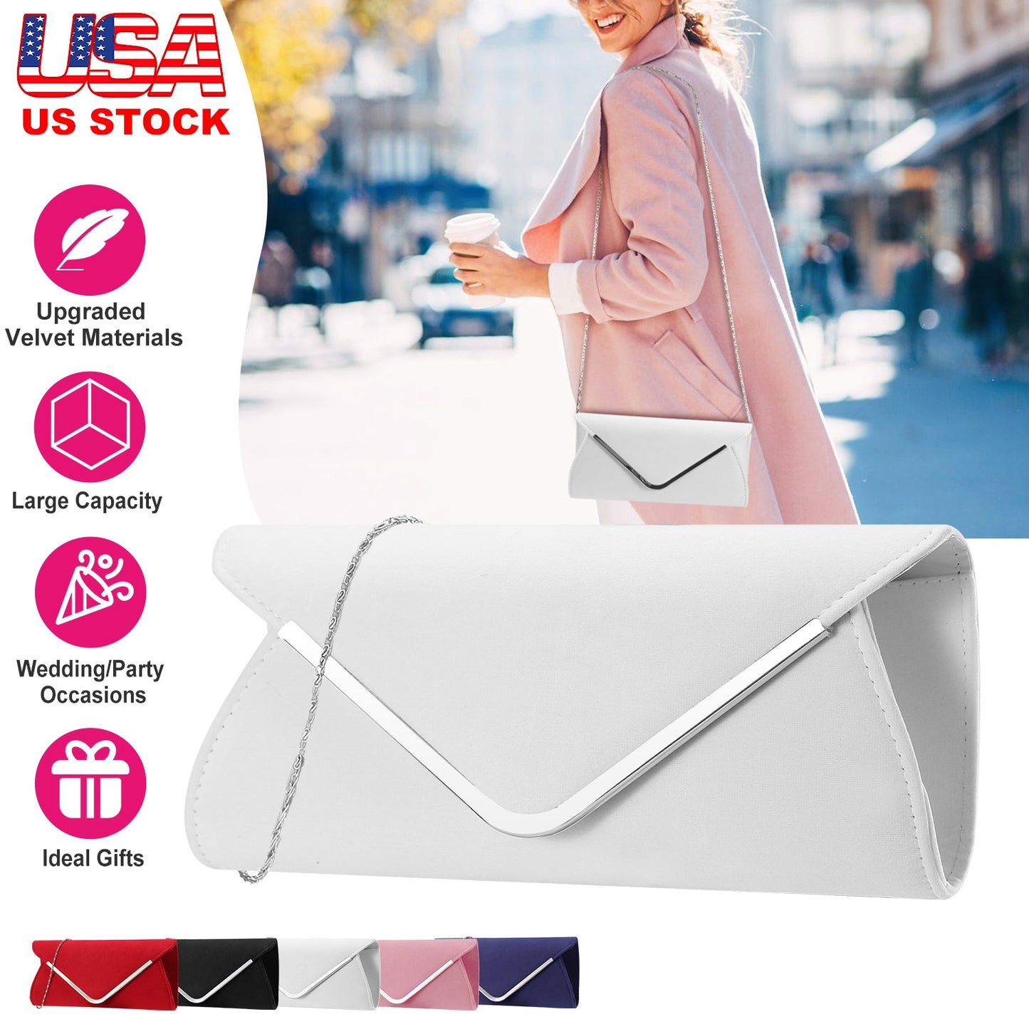 Women Clutch Wallet Bags For Party Wedding Soft Handbag Portable Thin Envelop Evening Purse for Bridal Dating