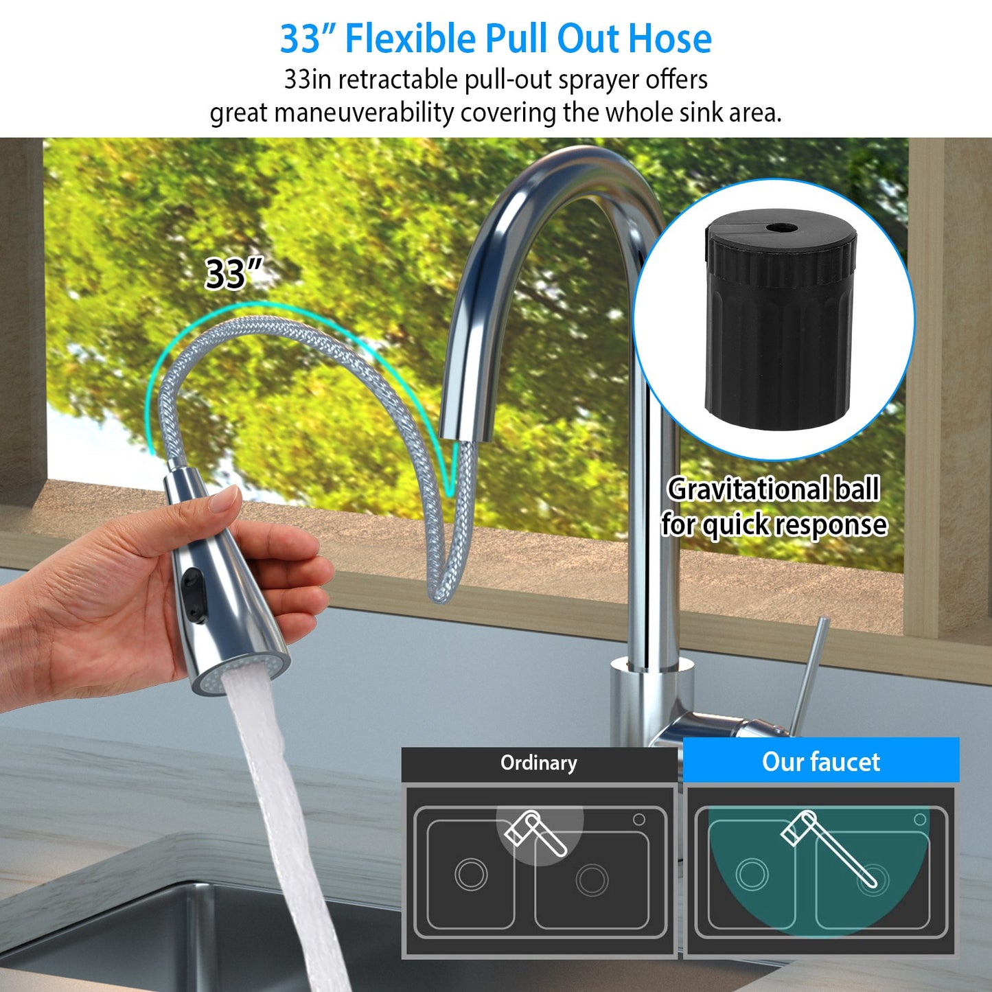 Automatic Touch Sensor Faucet Single Handle Pull Out Sink Faucet with Hot Cold Water Control