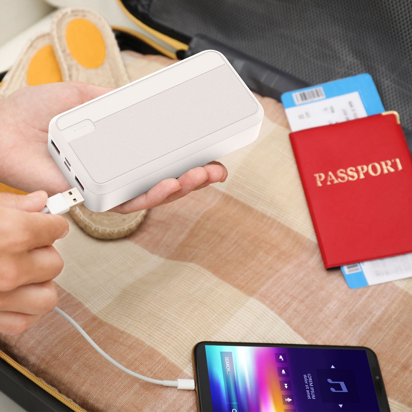 20000mAh PD22.5W Fast Charging Power Bank Fast Charger Portable Phone Charger with Type-C USB Cable Fit For IOS Phone 15/14 Samsung Galaxy S24 And Mor