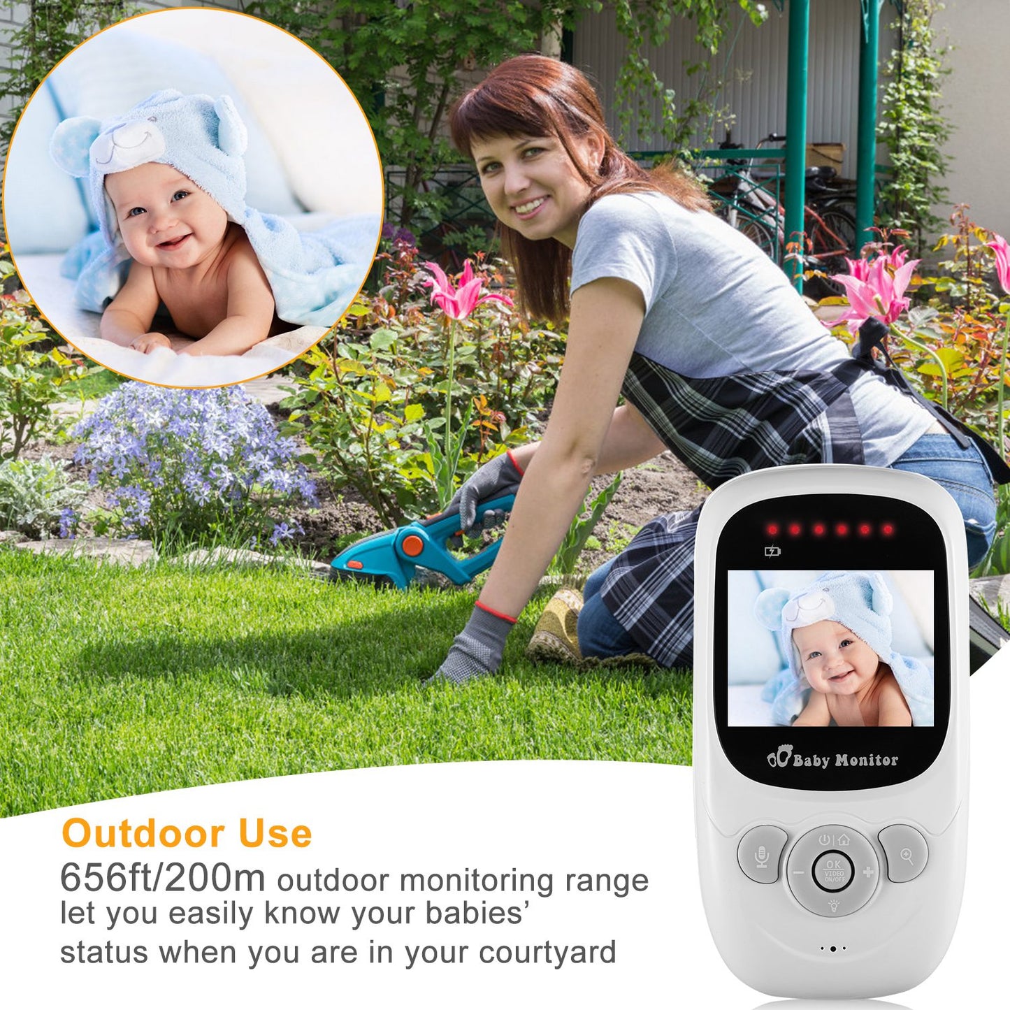 656FT Video Baby Monitor w/ Digital Camera Infrared Night Vision 2.4ÕÕ LCD Two-way Talk Zoom Function 2.4GHz Wireless Transmission Temperature Monitor
