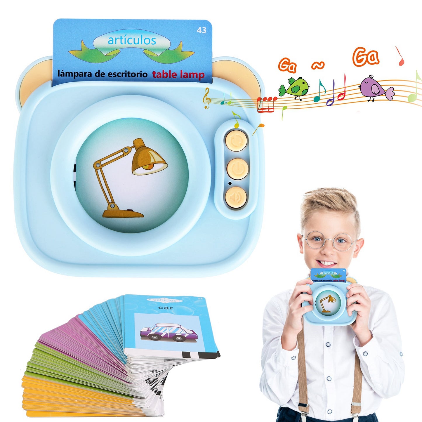 Spanish & English Talking Flash Cards 224 Sight Words Bilingual Flash Cards Rechargeable Card Early Education Device Educational Toy for Boys Girls Ag