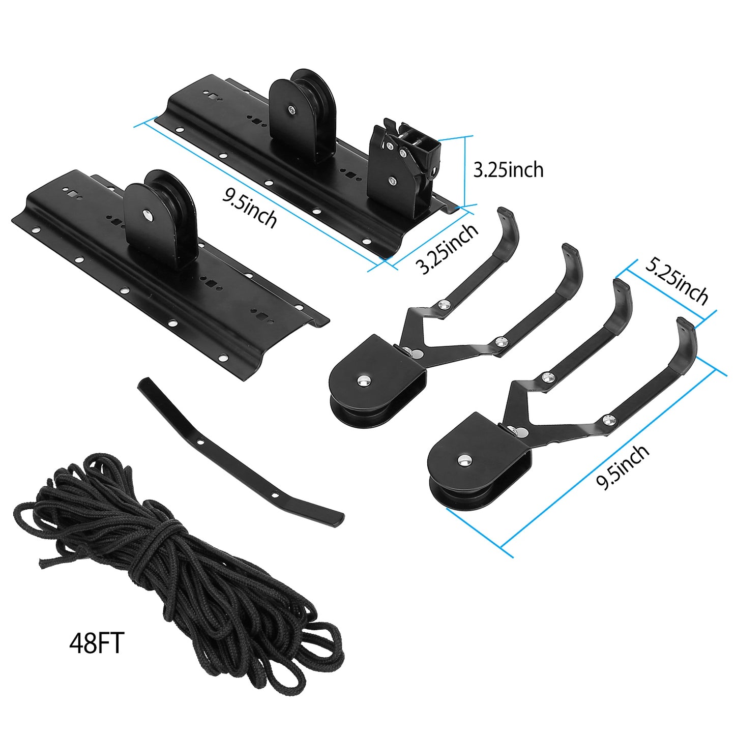 Bike Lift Ceiling Storage Mount 50LBS Load Bicycle Hoist Pulley Rack Heavy Duty Hanger w/ 48FT Rope For Ladder Kayak