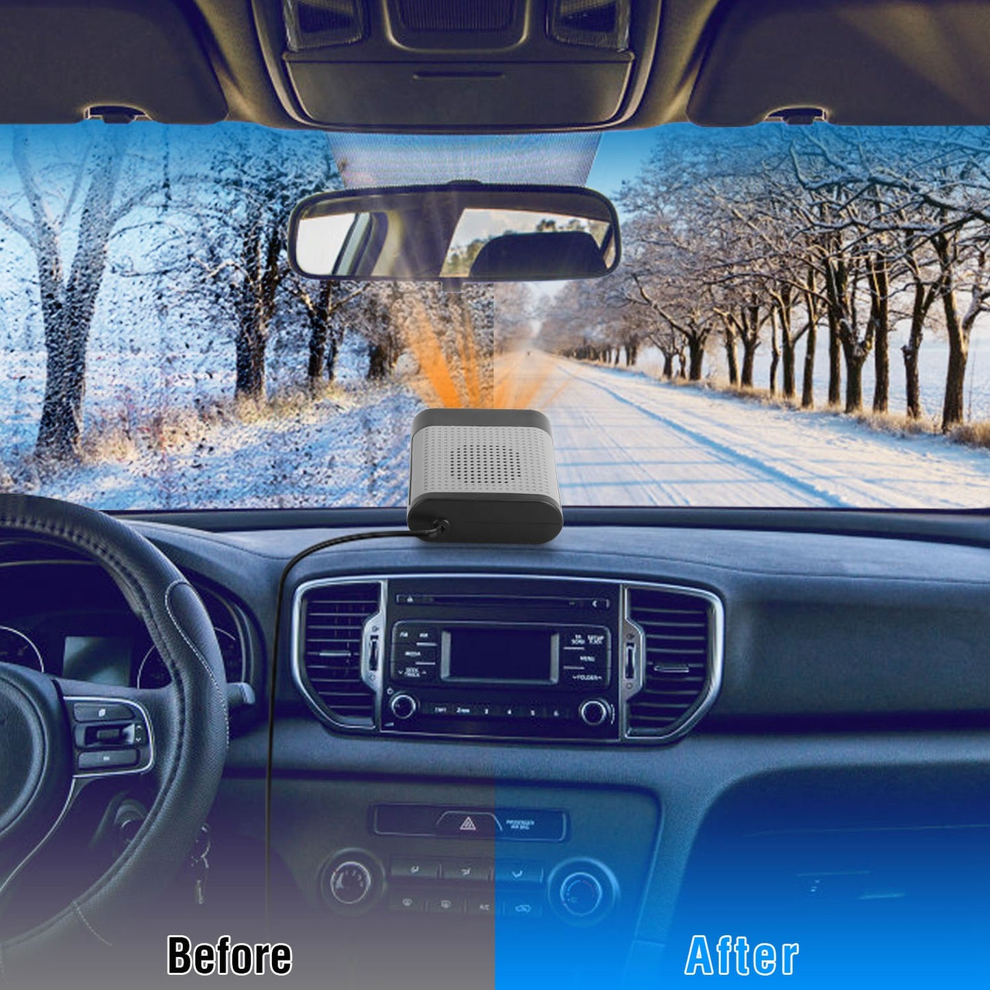 12V 150W Portable Car Heater Heating Fan 2 In 1 Defroster Defogger Demister Windshield Heater Automotive Cooling Fan with Air Purification 360¡ Rotati