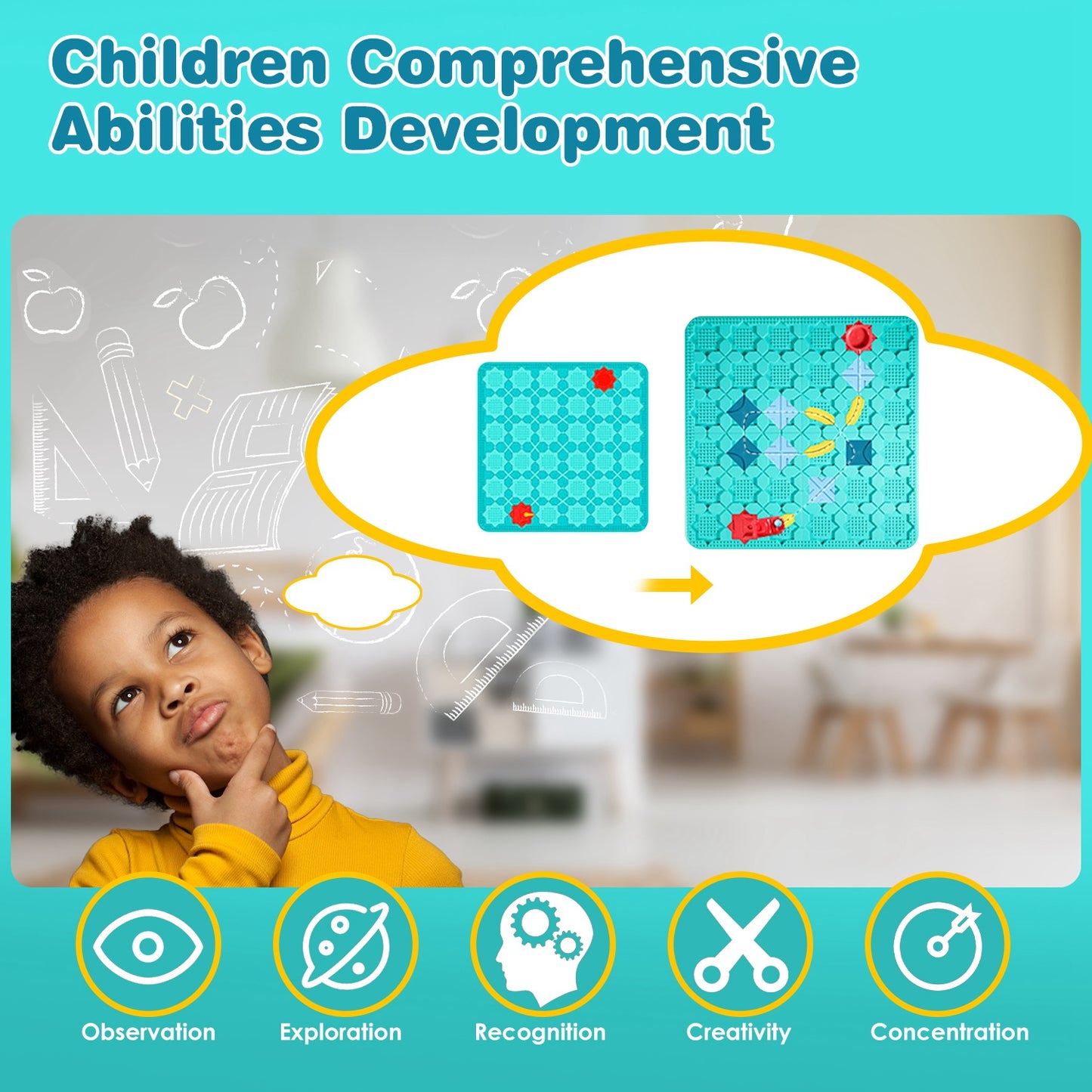 Kids Logical Road Builder Toy Brain Teasers Puzzles Montessori Toys Preschool Educational Learning Toys Puzzle STEM Board Game For 3-8 Years Old Boys