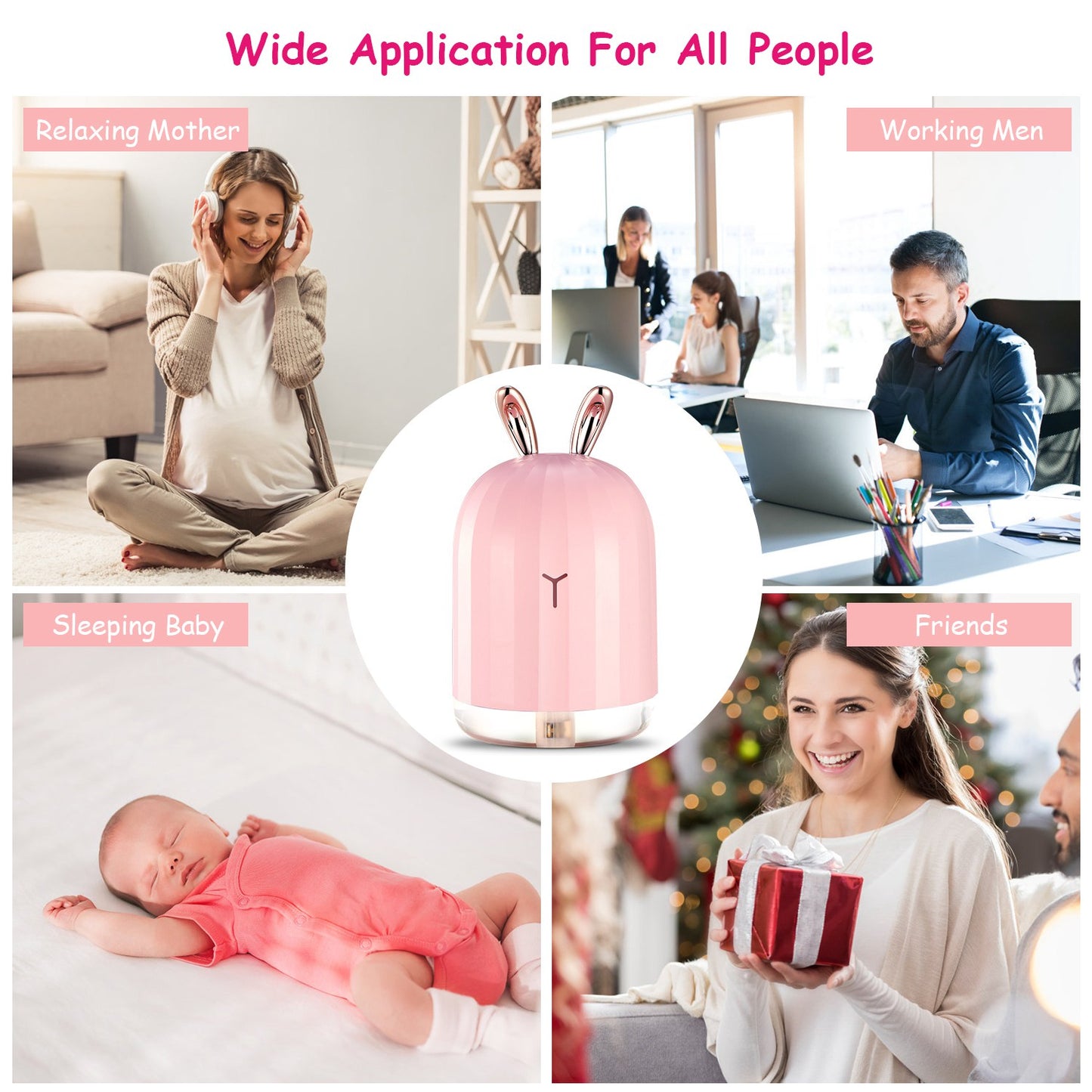 220ml Cool Mist Humidifier Ultrasonic Air Diffuser Atomizer w/7 Color Breathing Lights Auto Off Office Home Yoga