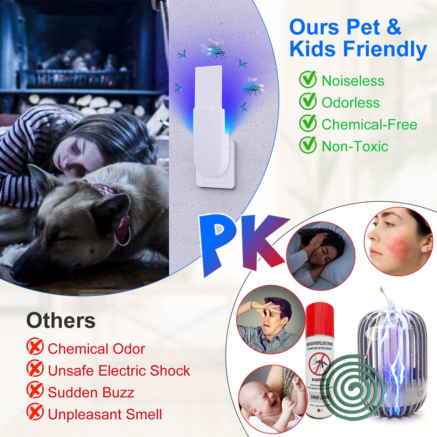 Plug-In Indoor Flying Insect Trap 5 Glue Boards UV Light Mosquito Killer With Night Light Dimmable Brightness Fly Odorless Safe Bug Zapper for Gnat Mo