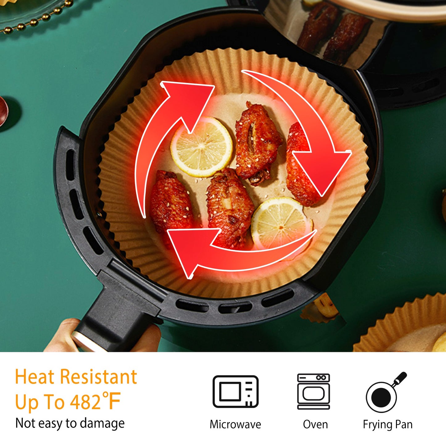 50Pcs Disposable Air Fryer Paper Liner Waterproof Non-Stick Oil-proof Parchment Paper Cooking Baking Paper 6.29in