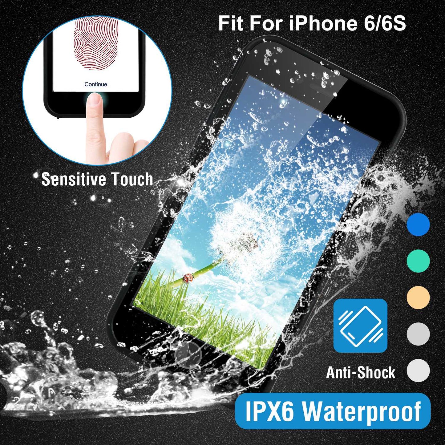 Waterproof Phone Case for iPhone6/6S IPX6 360¡ Full Sealed Phone Protective Case Shockproof Dustproof Sandproof Cover