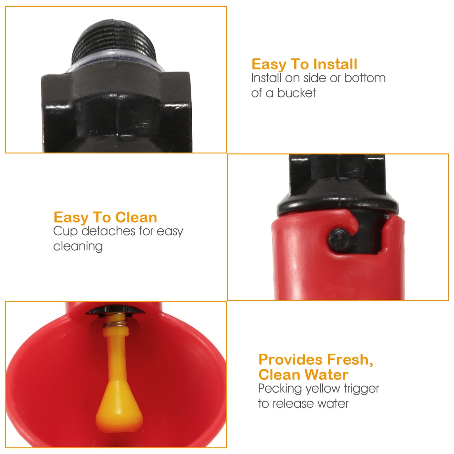20 Pack Chicken Waterer Automatic Poultry Waterer Chicken Drinker Cups w/Mounting Joint for Chicken Poultry