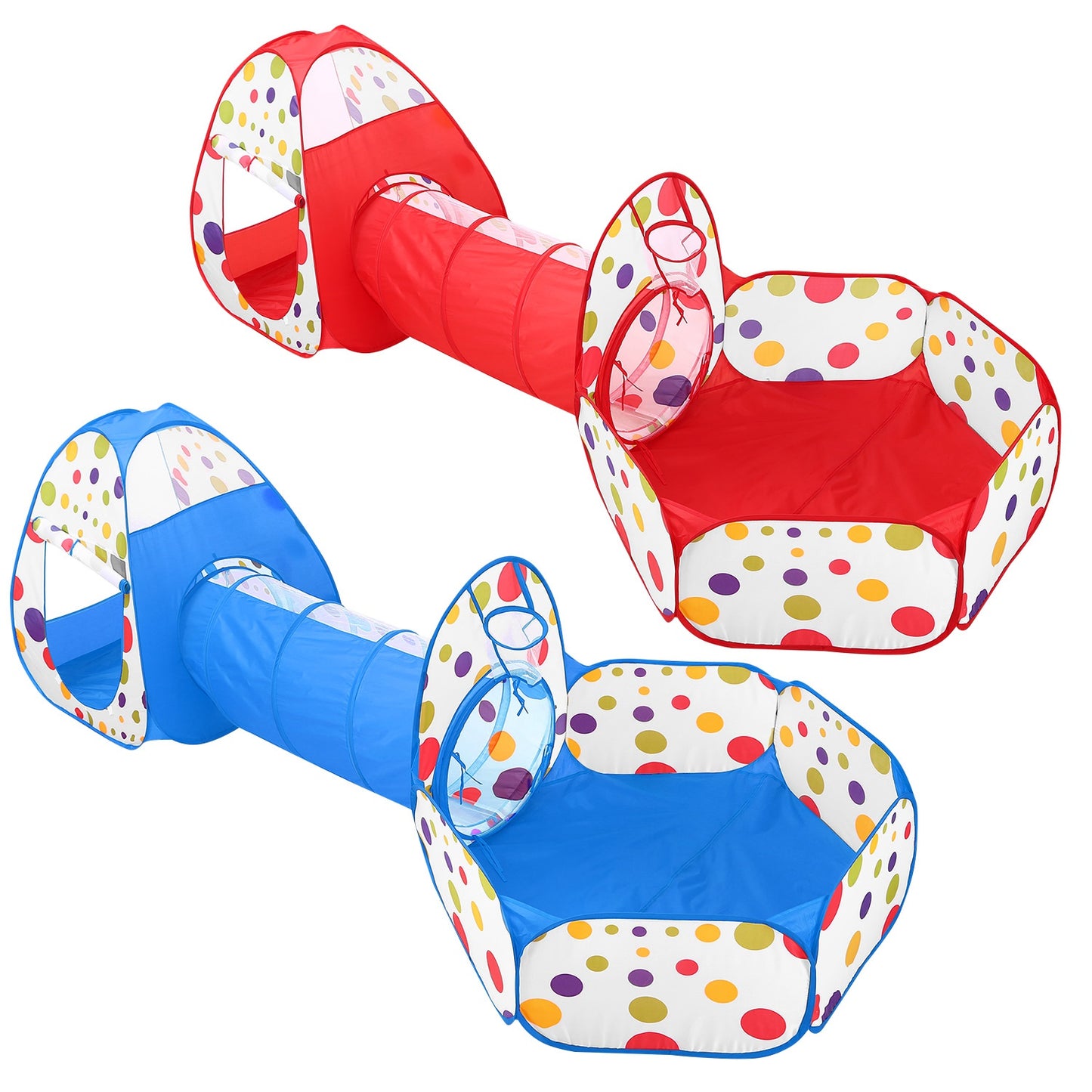 3 In 1 Child Crawl Tunnel Tent Kids Play Tent Ball Pit Set Foldable Children Play House Pop-up Kids Tent w/Storage Bag for Indoor Outdoor Travel Use
