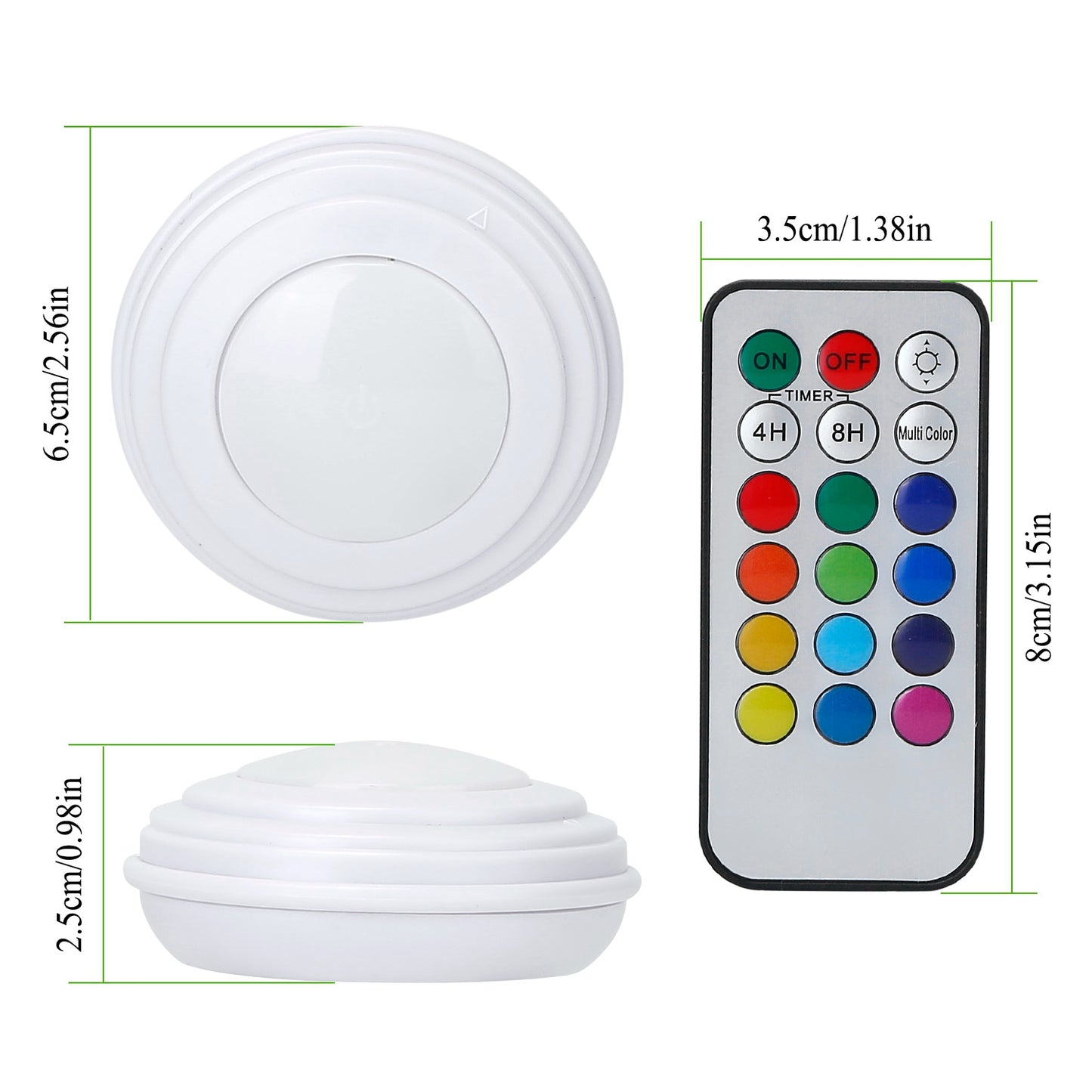 3Pcs RGB Cabinet Lights Remote Control Under Closet Stick On Lamp Multi Color LED Light Light w/ 4/8Hrs Timer