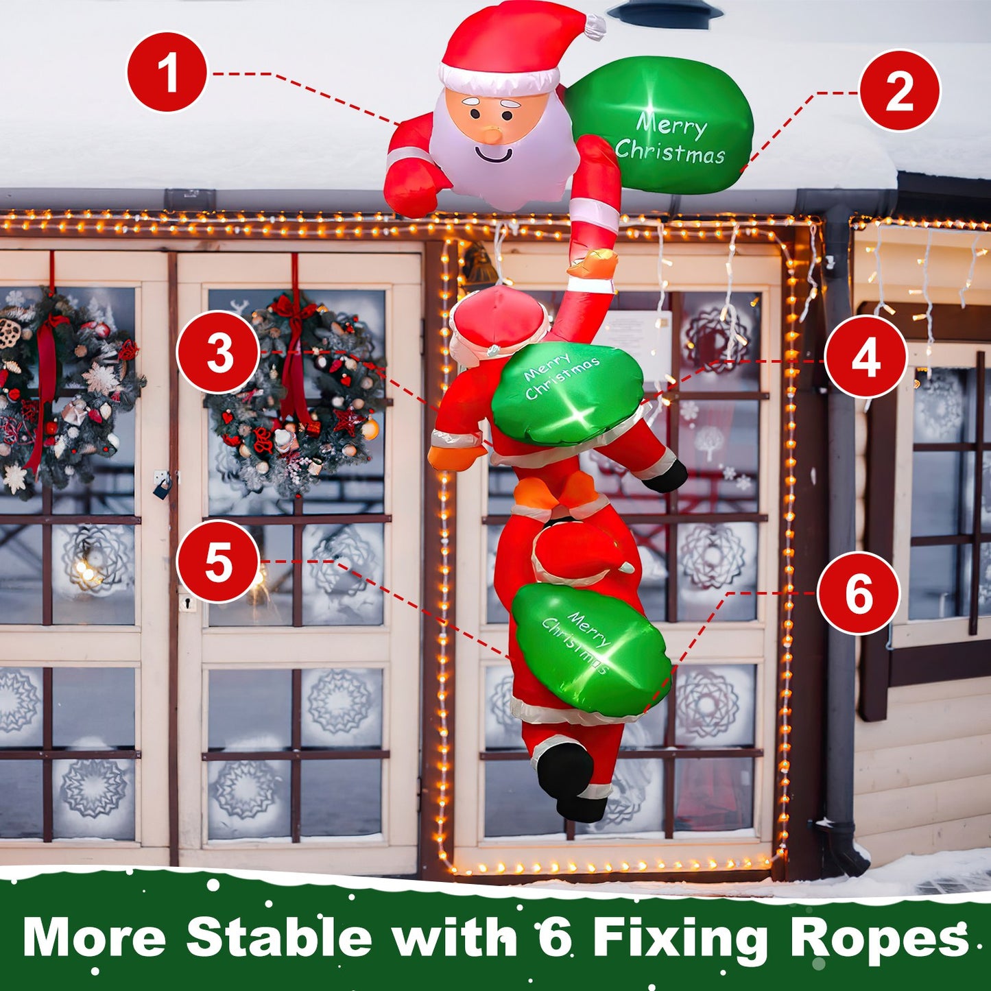 8FT Lighted Inflatable Santa – Climbing Christmas Decoration