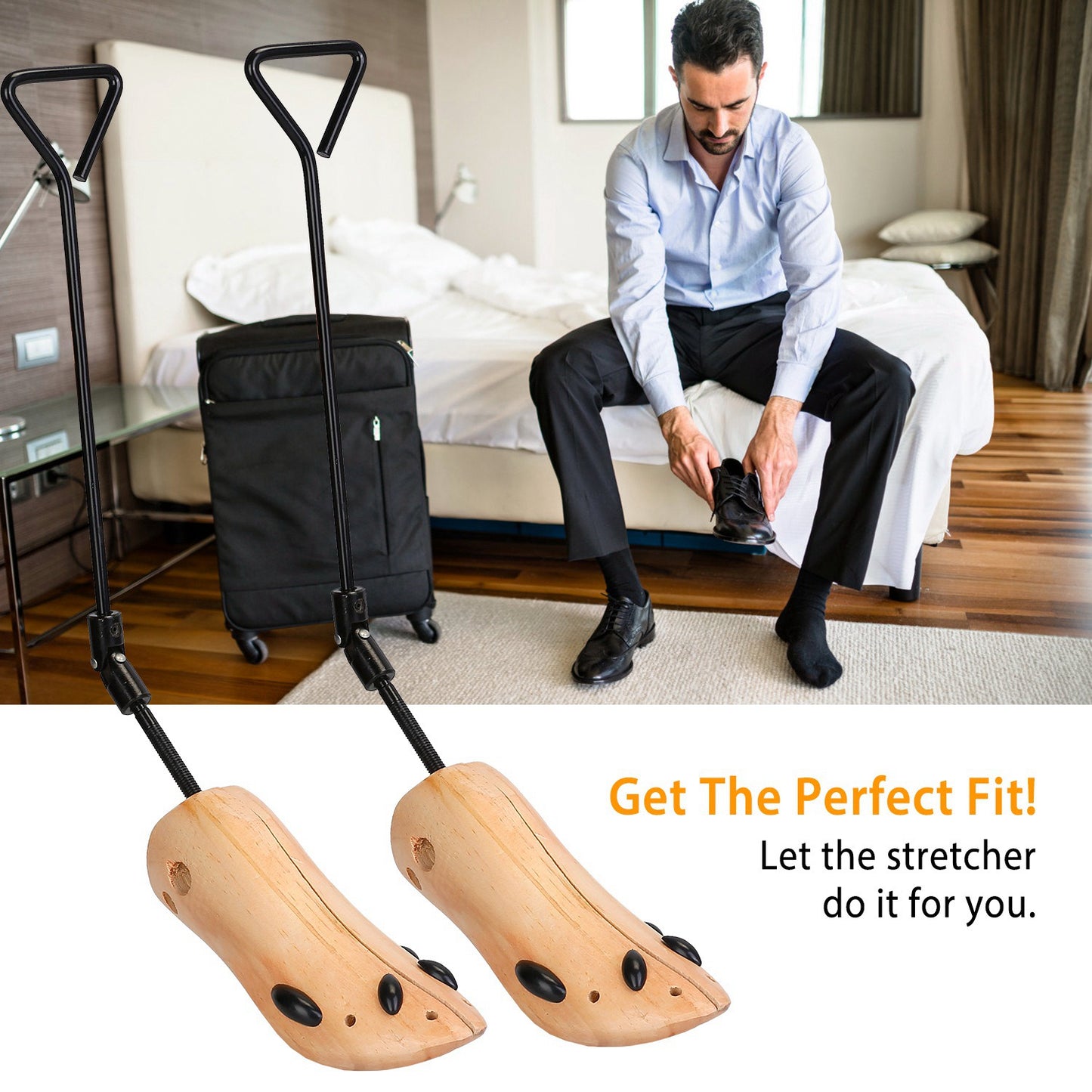 One Pair Boot Stretcher Adjustable Width Shoe Shaper Wooden Boot Widener Expander for Men Women