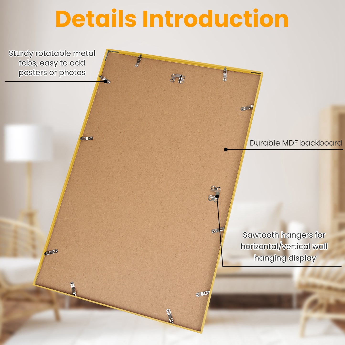 2 Packs 16x24in Picture Frames Wall Gallery Photo Frame Wall Mounted Poster Display Frame for Horizontal Vertical Wall Mounted