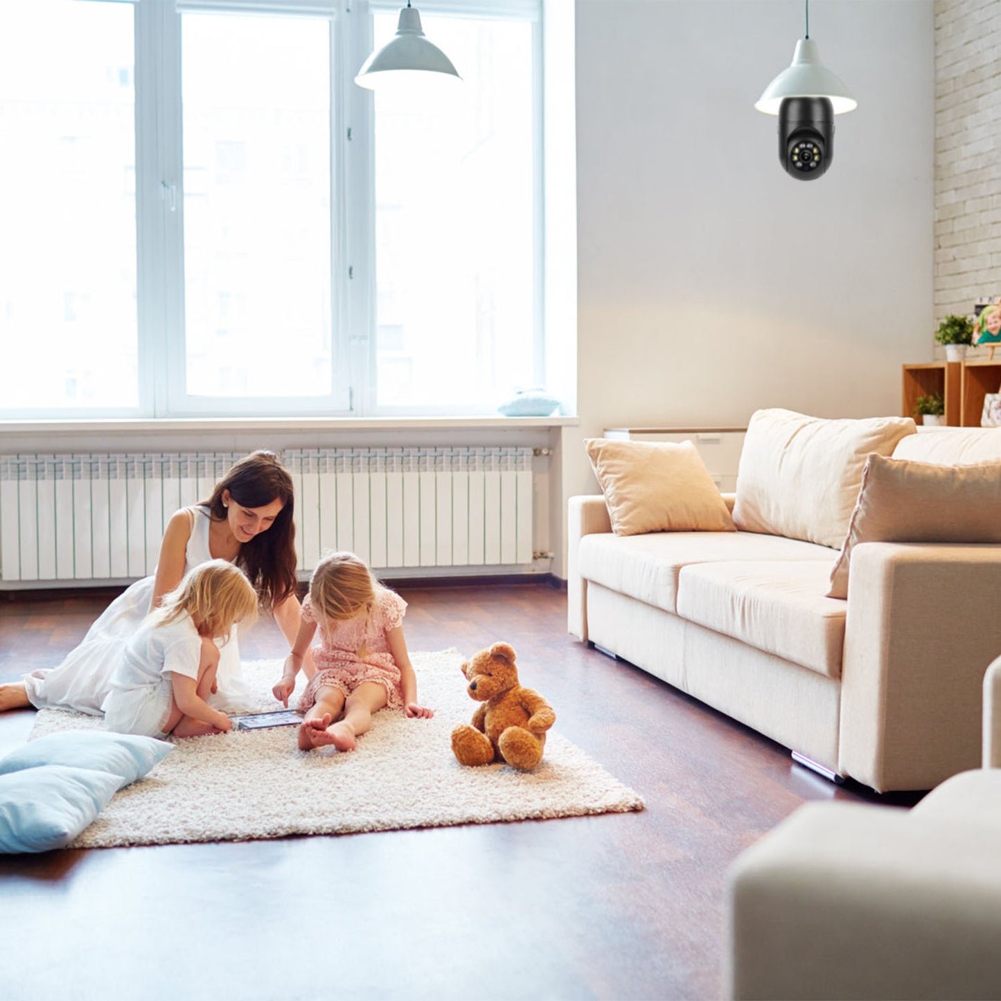 E27 WiFi Bulb Camera 1080P FHD WiFi IP Pan Tilt Security Surveillance Camera with Two-Way Audio Night Vision Motion Detection Function APP Control