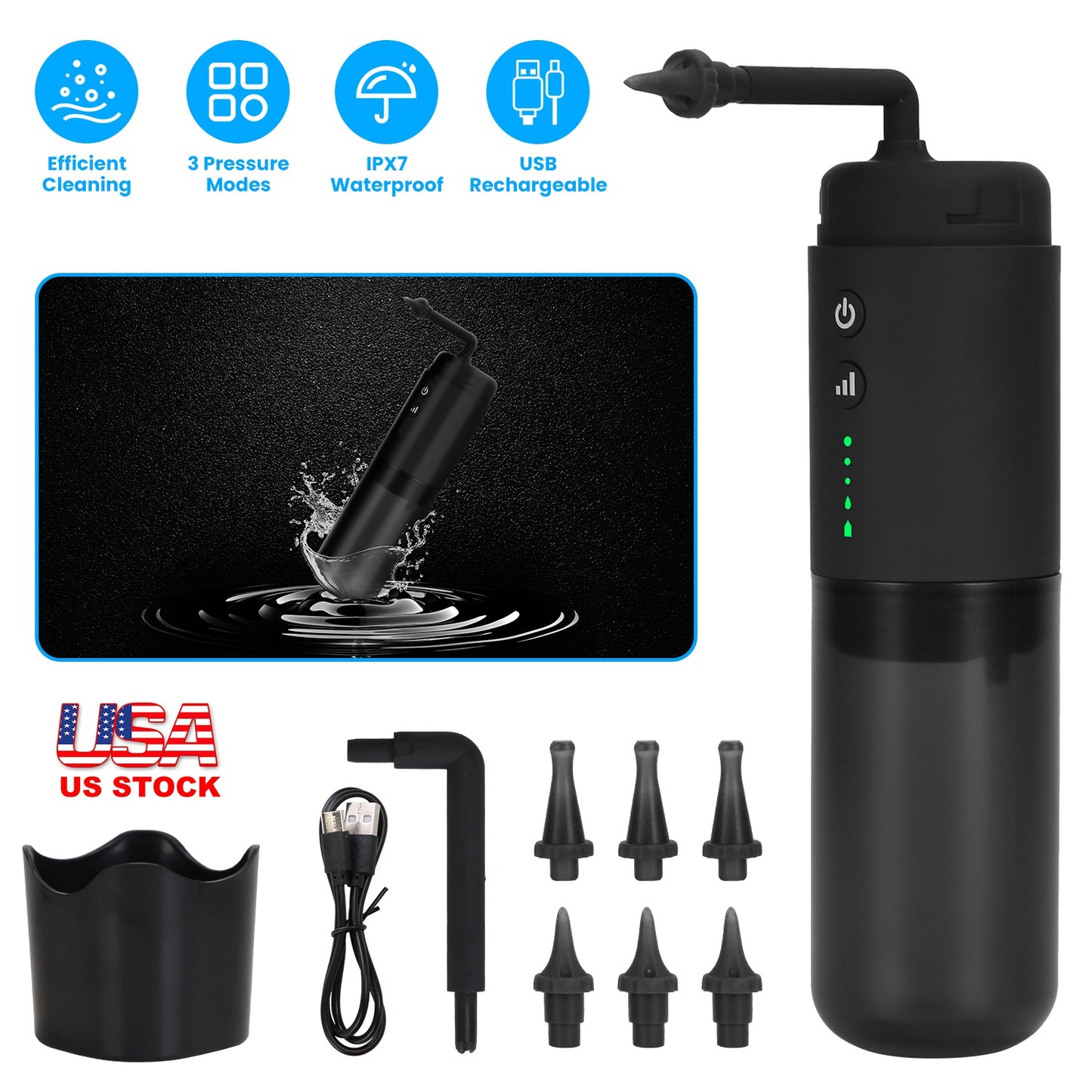 Ear Wax Water Flush Machine Ear Flusher for Adults Ear Washer Electric Ear Wax Removal Kit with 3 Modes 6 Ear Tips IPX7 Waterproof USB Rechargeable