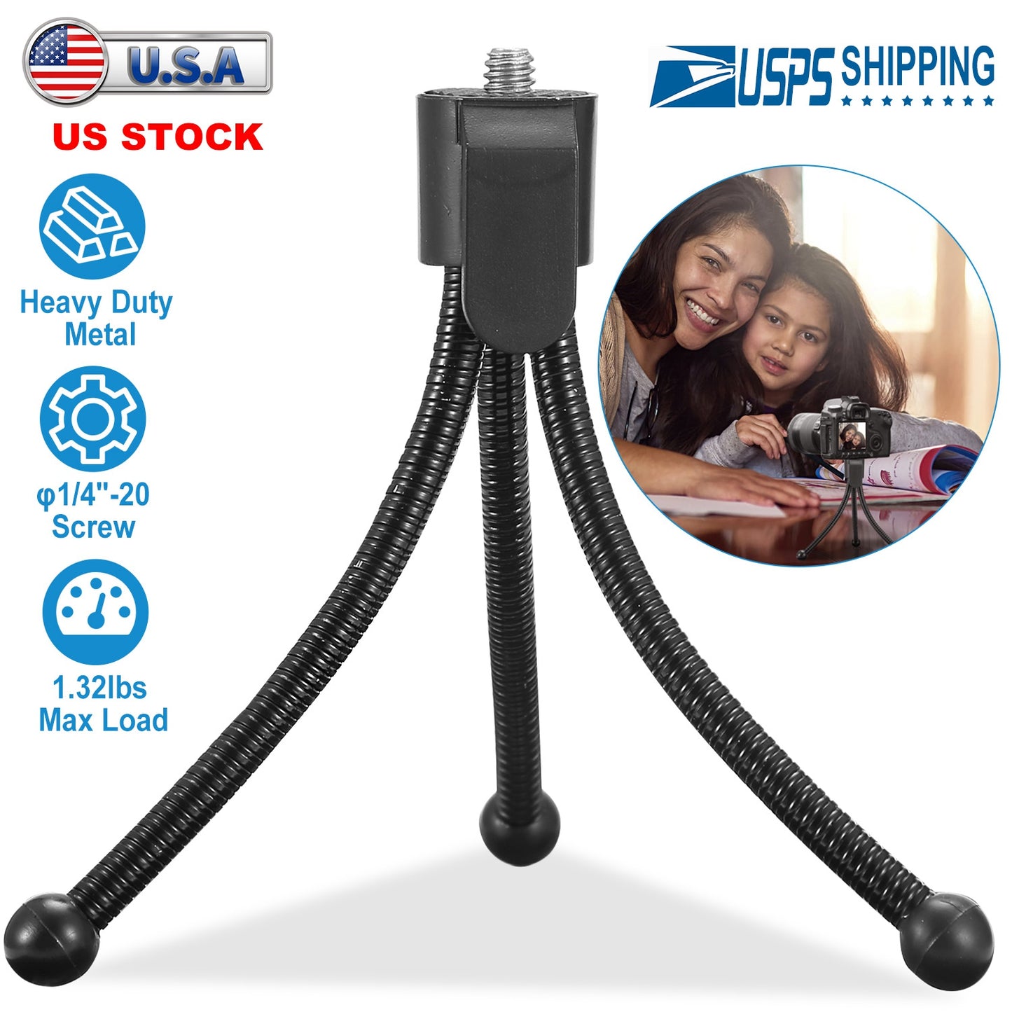 Tripod Stand For Camera Mini Projector Flexible Tripod Holder Heavy Duty Camera Tabletop Mount w/ Anti-slip Feet For Photograph Recording