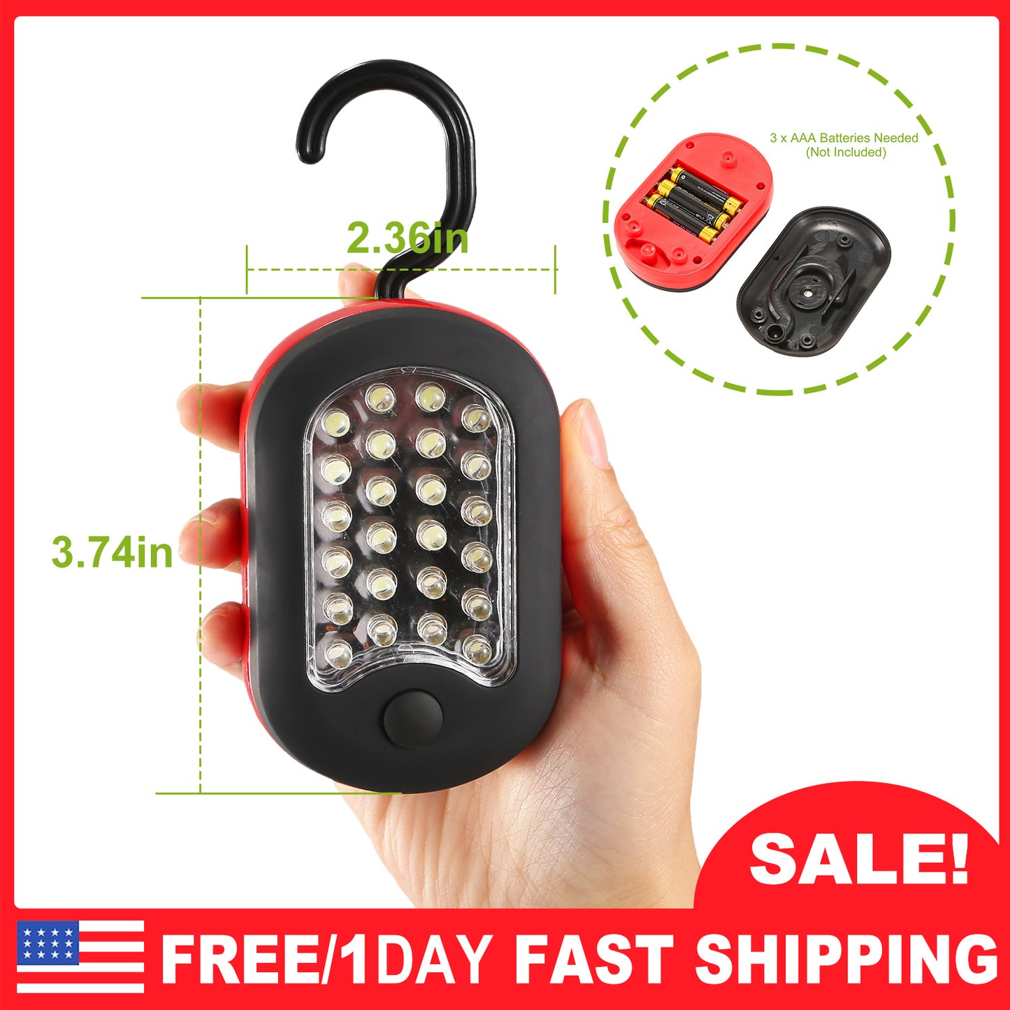 Compact Work Light 27LEDs Hang Lights Portable Magnetic Flashlight with Hook for Camping Hiking Emergency