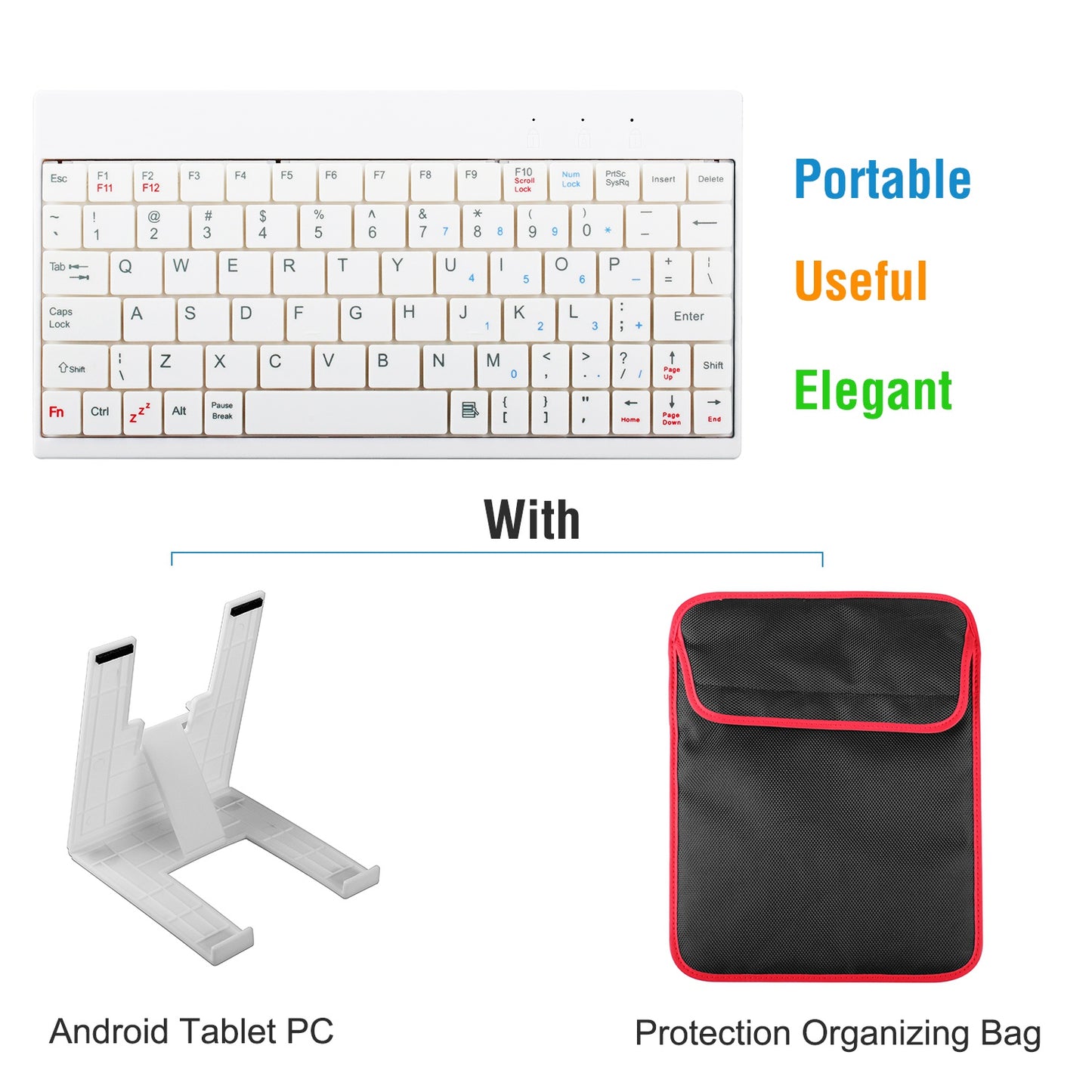 80 Keys Wired Keyboard Mini USB Connector Keyboard Portable Durable Keyboard w/ Carry Bag Tablet Stand for Android Window Tablet