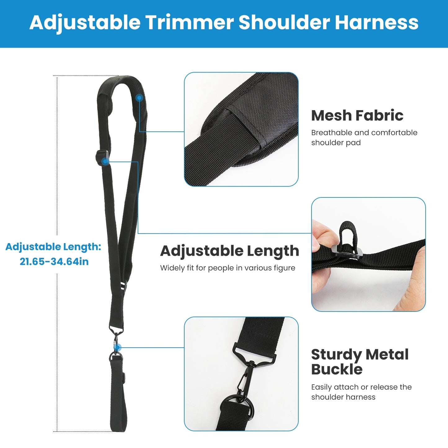 Ergonomic Trimmer Handle Grip with Shoulder Strap Universal Fit Lawn Trimmer Extension Handle with Bracket Clamp String Trimmer Handle for Lawn Care L