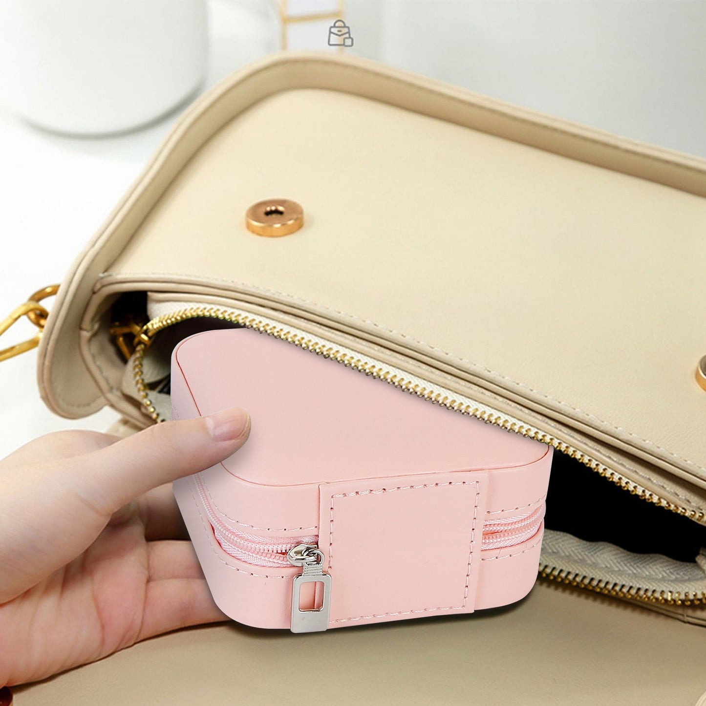 Mini Jewelry Storage Box Portable Ring Earring Necklace Storage Travel Case PU Leather Jewelry Organizer Gift