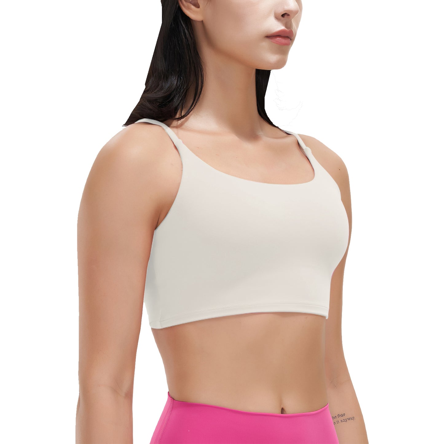 Women Strap Sport Bras Padded StrappyÊCrop Square Neck Low Impact Bras SexyÊFitnessÊTank Tops with Removable Pads Flat Straps for Gym Yoga Workout Run